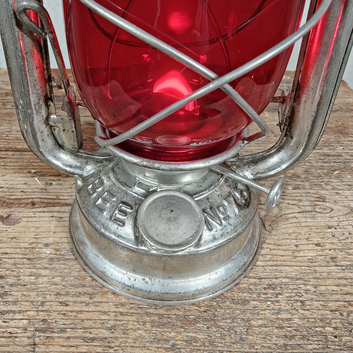 Vintage Bee No 75 Hurricane Lantern with Red Globe – Export Version of the BAT 158 – 1960s