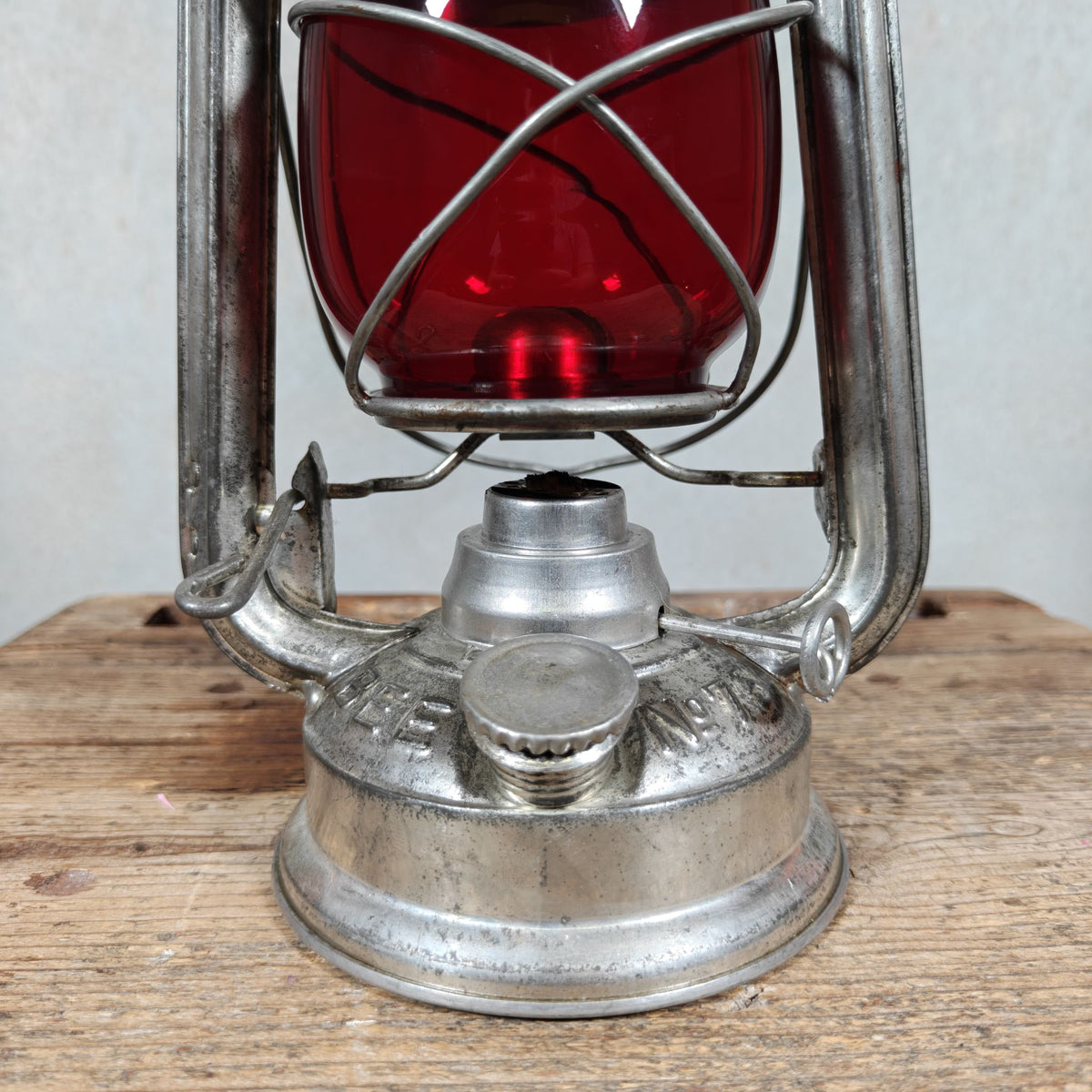Vintage Bee No 75 Hurricane Lantern with Red Globe – Export Version of the BAT 158 – 1960s