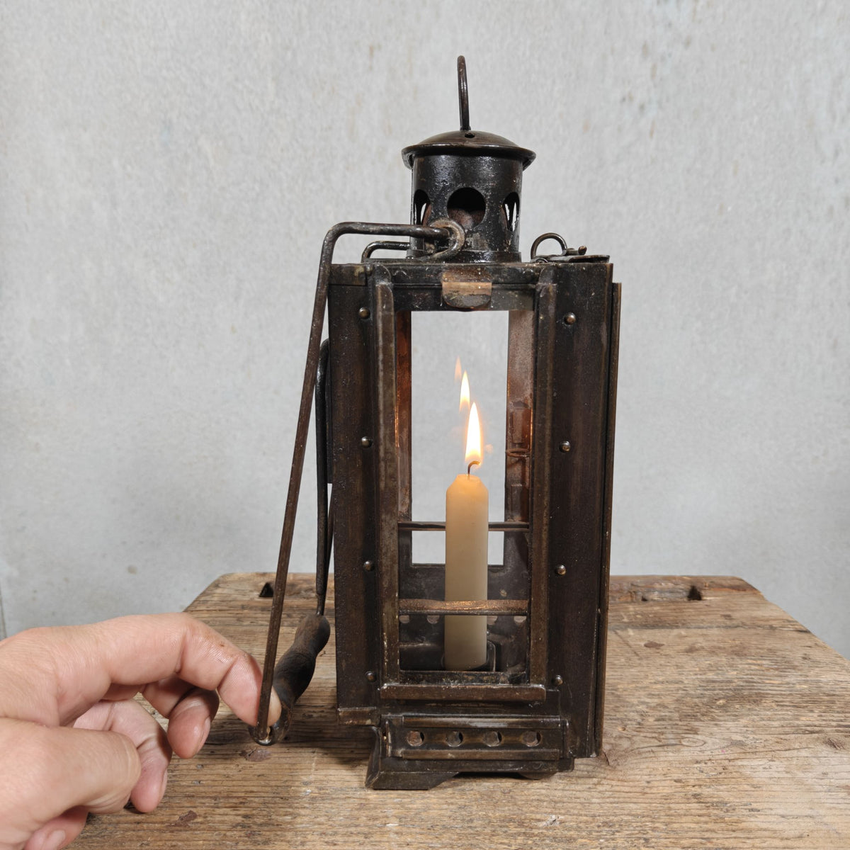 Rare Old and Vintage Hand Lantern / Candle Lantern – Heavy Model – German Maker Gebr. Bing AG