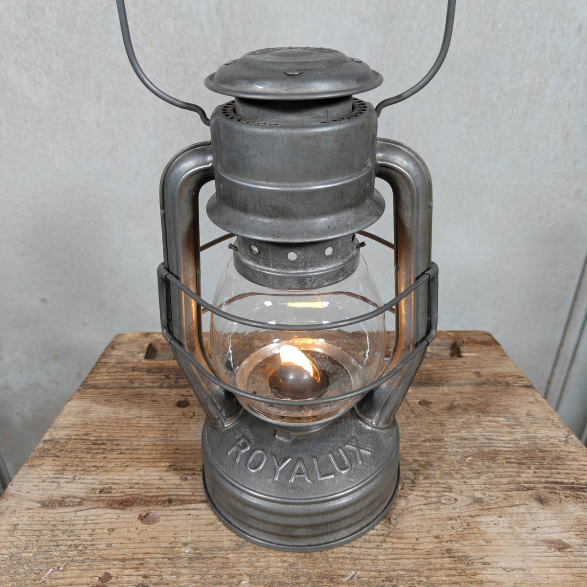 Beautiful French Royalux Hurricane Lantern with Glass Lift – Bte S.G.D.G., Made in France – Working and Complete