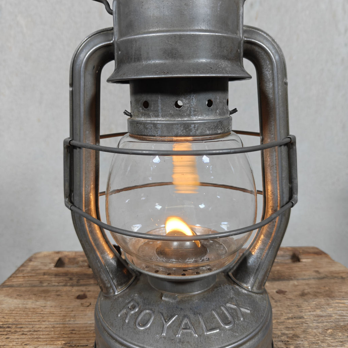 Beautiful French Royalux Hurricane Lantern with Glass Lift – Bte S.G.D.G., Made in France – Working and Complete