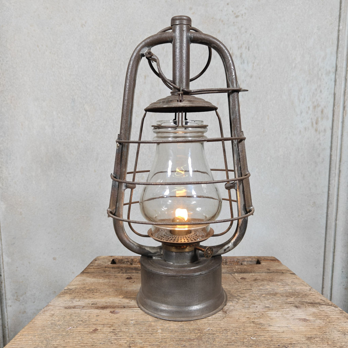 Antique Swiss Hurricane Lantern by W. Egloff & Cie of Turgi – Fantastic Condition – With the Original Glass