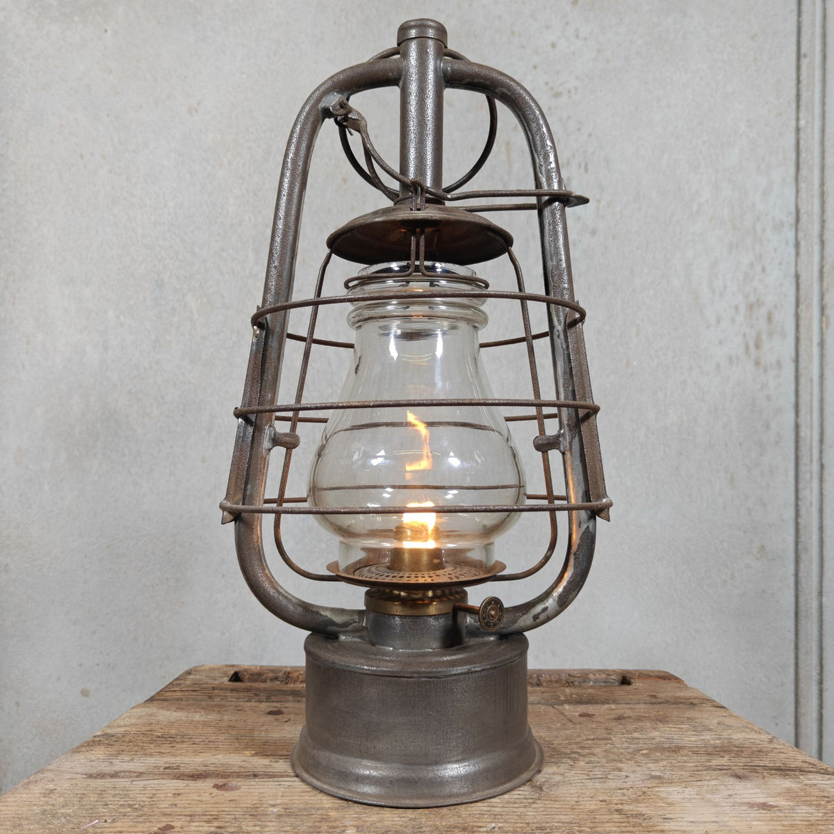 Antique Swiss Hurricane Lantern by W. Egloff & Cie of Turgi – Fantastic Condition – With the Original Glass