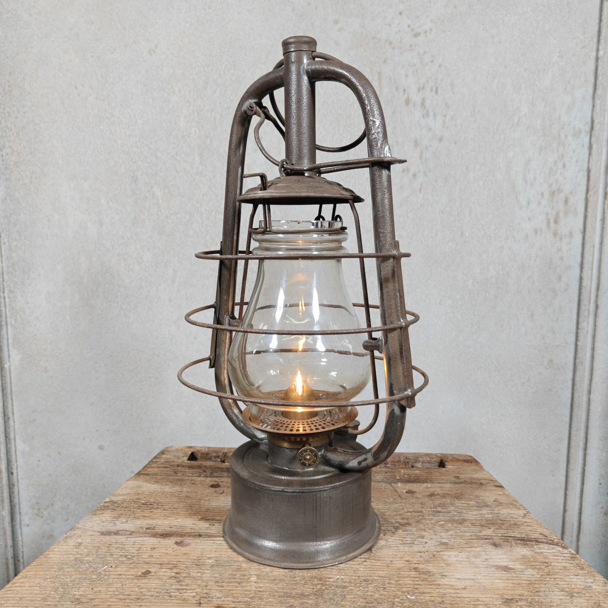 Antique Swiss Hurricane Lantern by W. Egloff & Cie of Turgi – Fantastic Condition – With the Original Glass