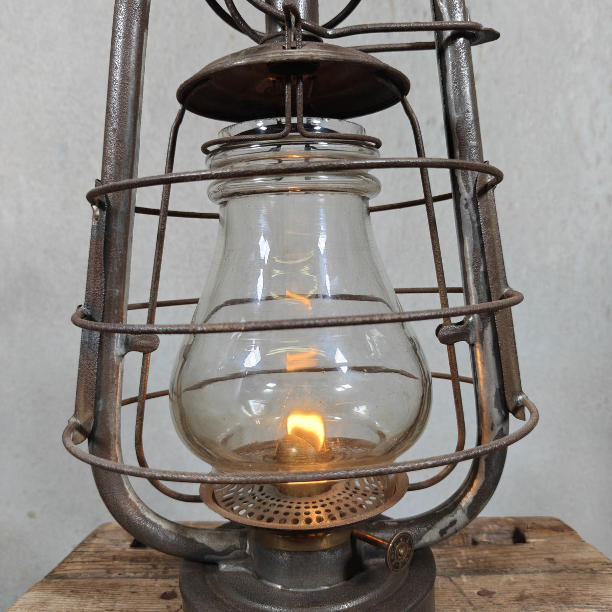 Antique Swiss Hurricane Lantern by W. Egloff & Cie of Turgi – Fantastic Condition – With the Original Glass