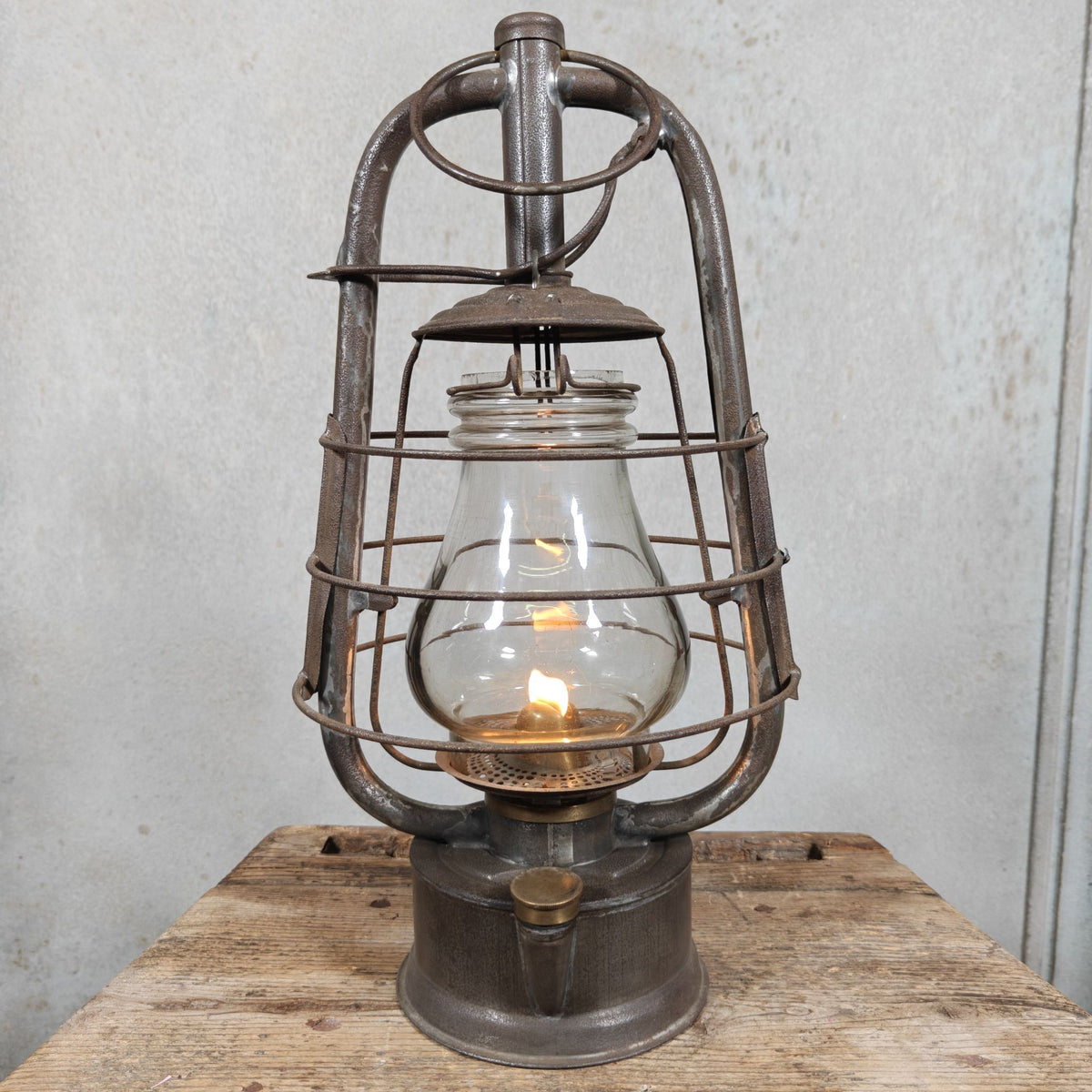 Antique Swiss Hurricane Lantern by W. Egloff & Cie of Turgi – Fantastic Condition – With the Original Glass