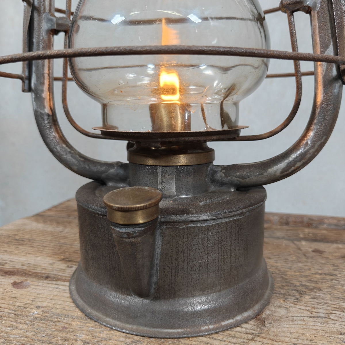 Antique Swiss Hurricane Lantern by W. Egloff & Cie of Turgi – Fantastic Condition – With the Original Glass