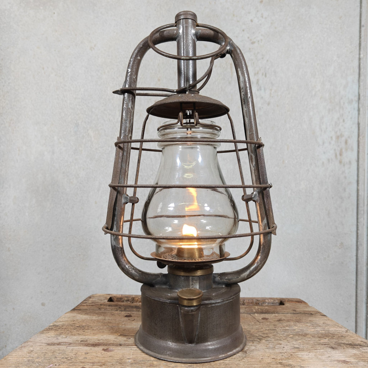 Antique Swiss Hurricane Lantern by W. Egloff & Cie of Turgi – Fantastic Condition – With the Original Glass