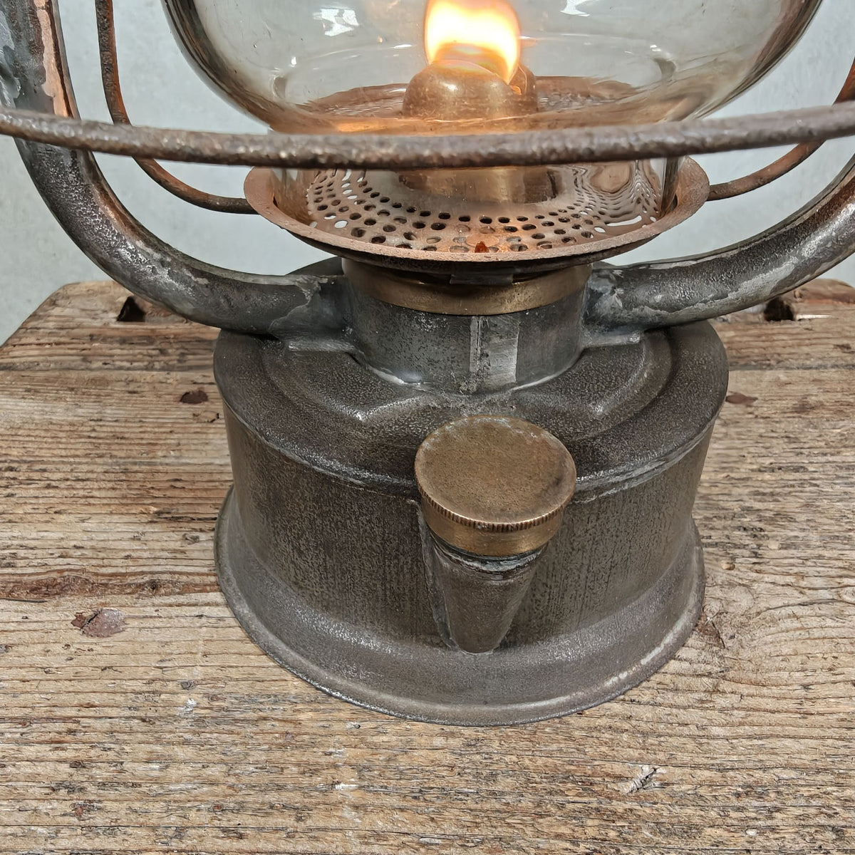 Antique Swiss Hurricane Lantern by W. Egloff & Cie of Turgi – Fantastic Condition – With the Original Glass