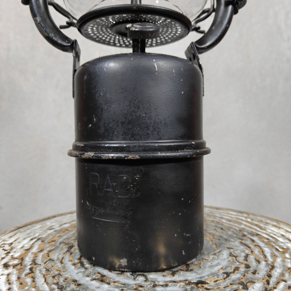 Vintage Riemann Carbide Lamp with Feuerhand Top, Marked RAD (Reichsarbeitsdienst)