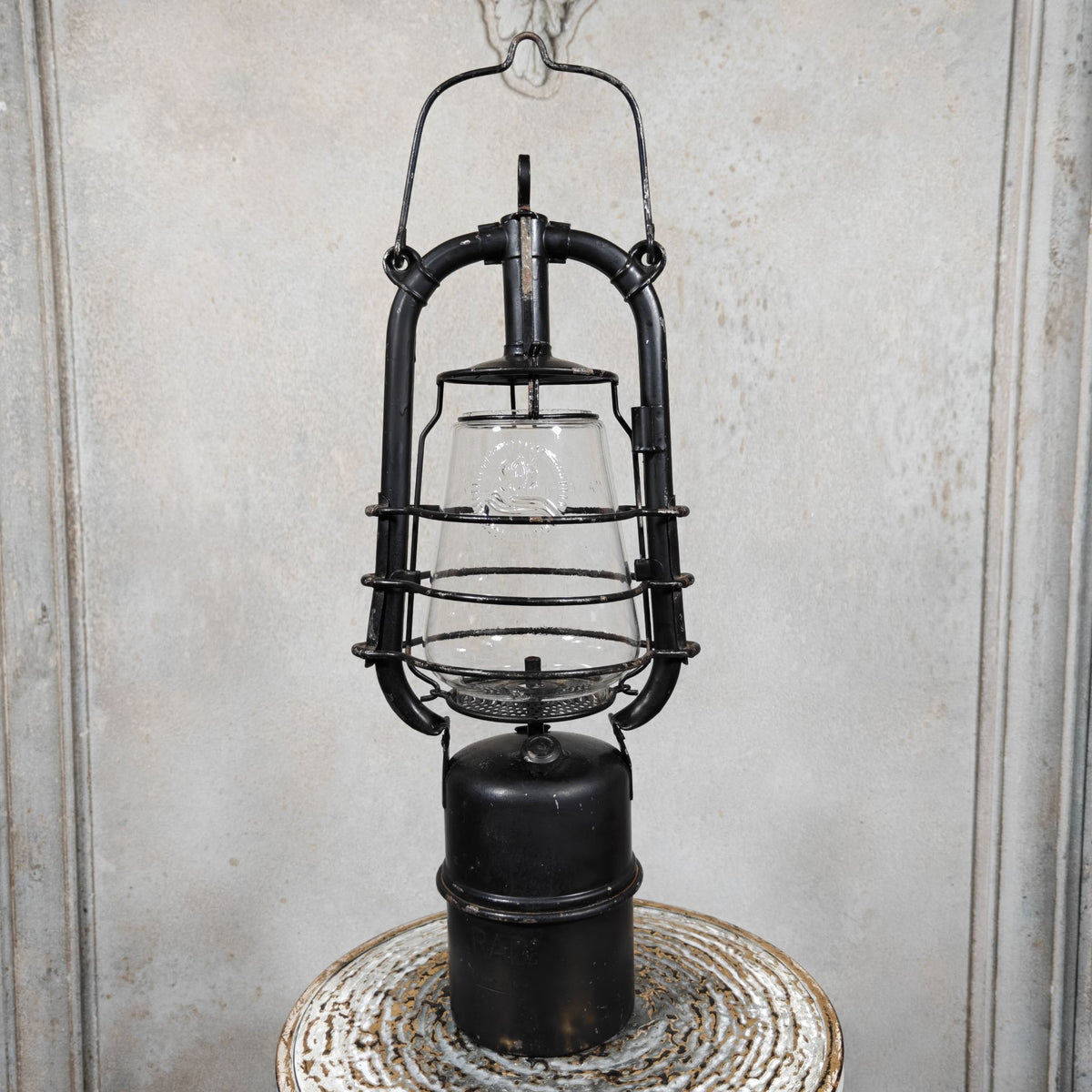 Vintage Riemann Carbide Lamp with Feuerhand Top, Marked RAD (Reichsarbeitsdienst)