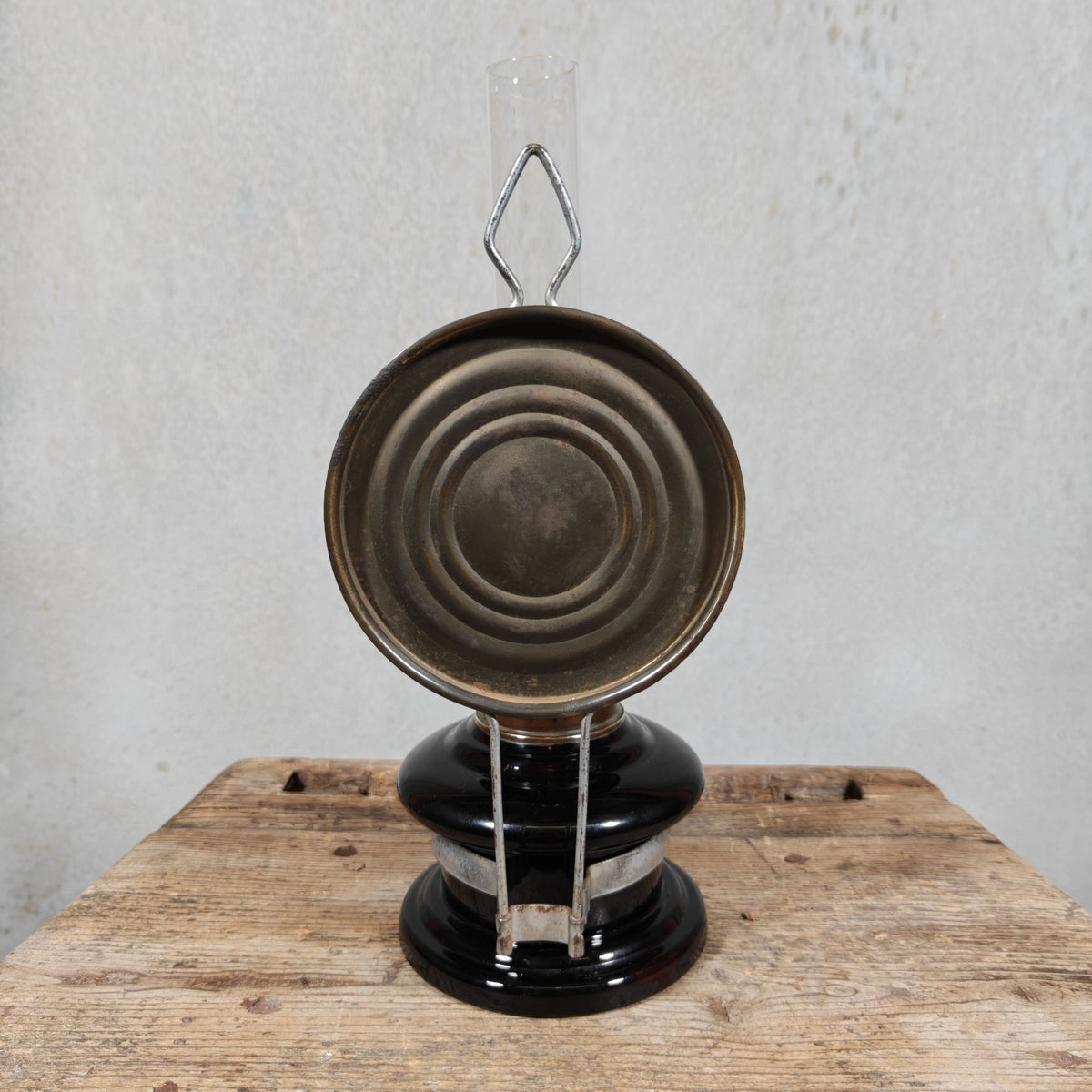Beautiful Old Oil Wall Lamp / Kitchen Lamp, Lovely Vintage Condition, Kindermann, C.F. & Co. Wick Holder, Black-Brown Reservoir