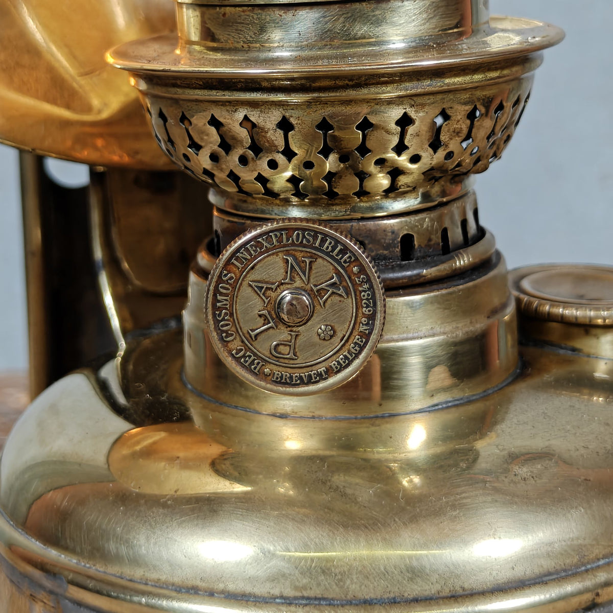 Special Old Oil Lamp, Wall Lamp / Kitchen Lamp in Good Condition with PLANK Wick Holder, Special Model