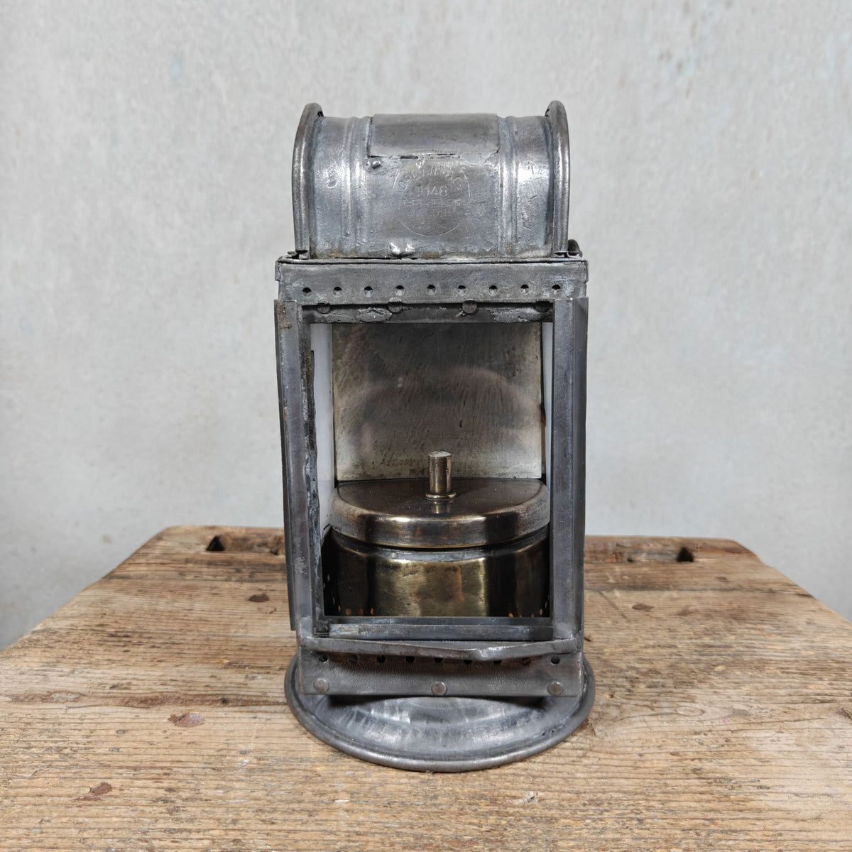 Special Belgian Carbide Signal Lamp – Orlians & Co, Mechelen, Belgium, 1948. Unusually made of steel; most are brass.