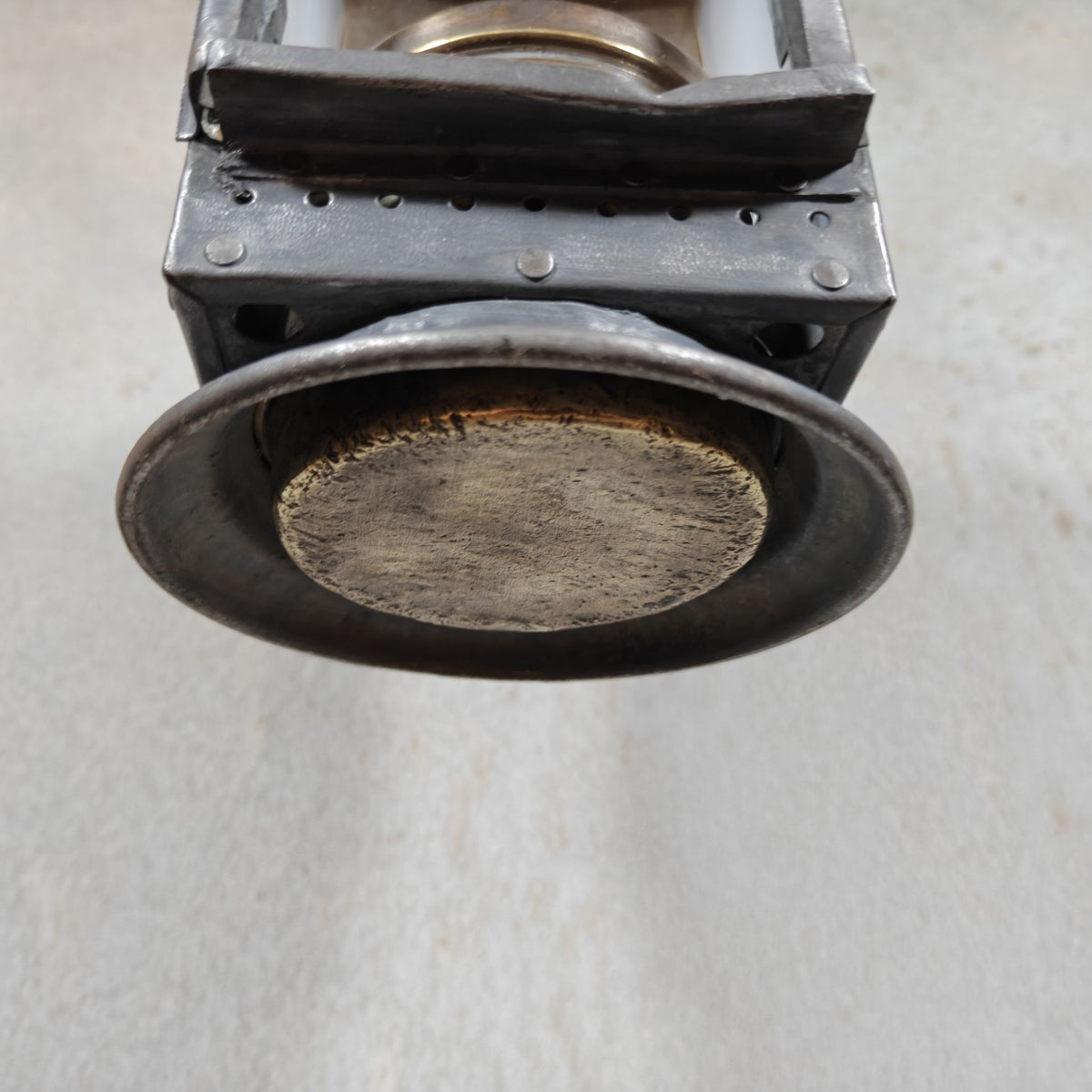 Special Belgian Carbide Signal Lamp – Orlians & Co, Mechelen, Belgium, 1948. Unusually made of steel; most are brass.
