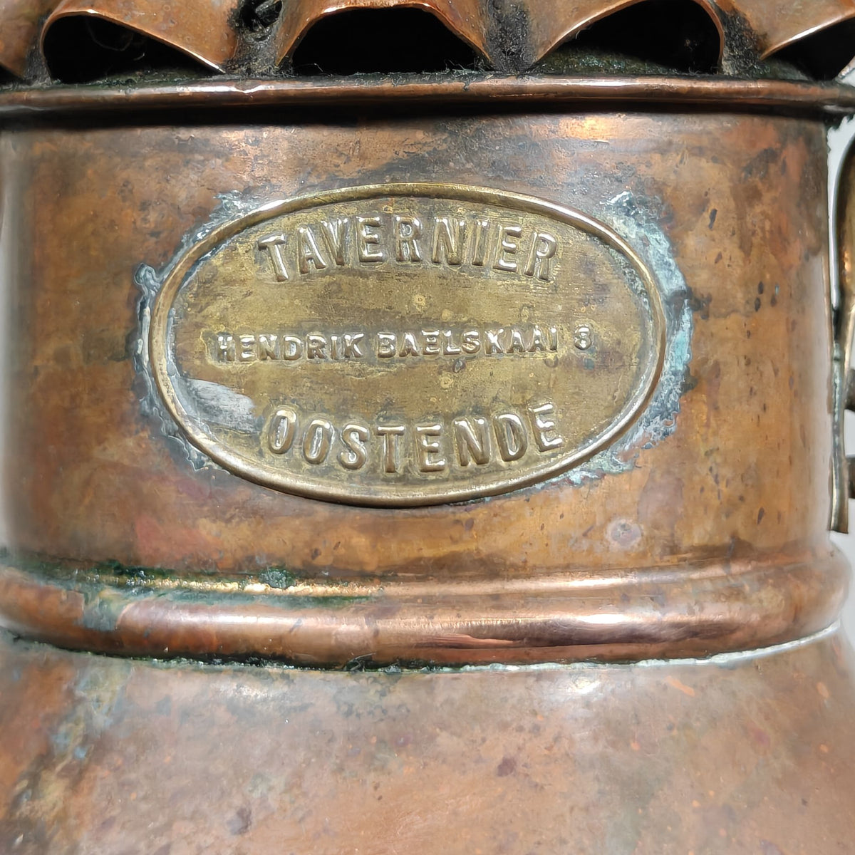 Fantastic Large Copper Ship's Lamp, Navigation Light, Masthead Light by the Belgian Maker Tavernier