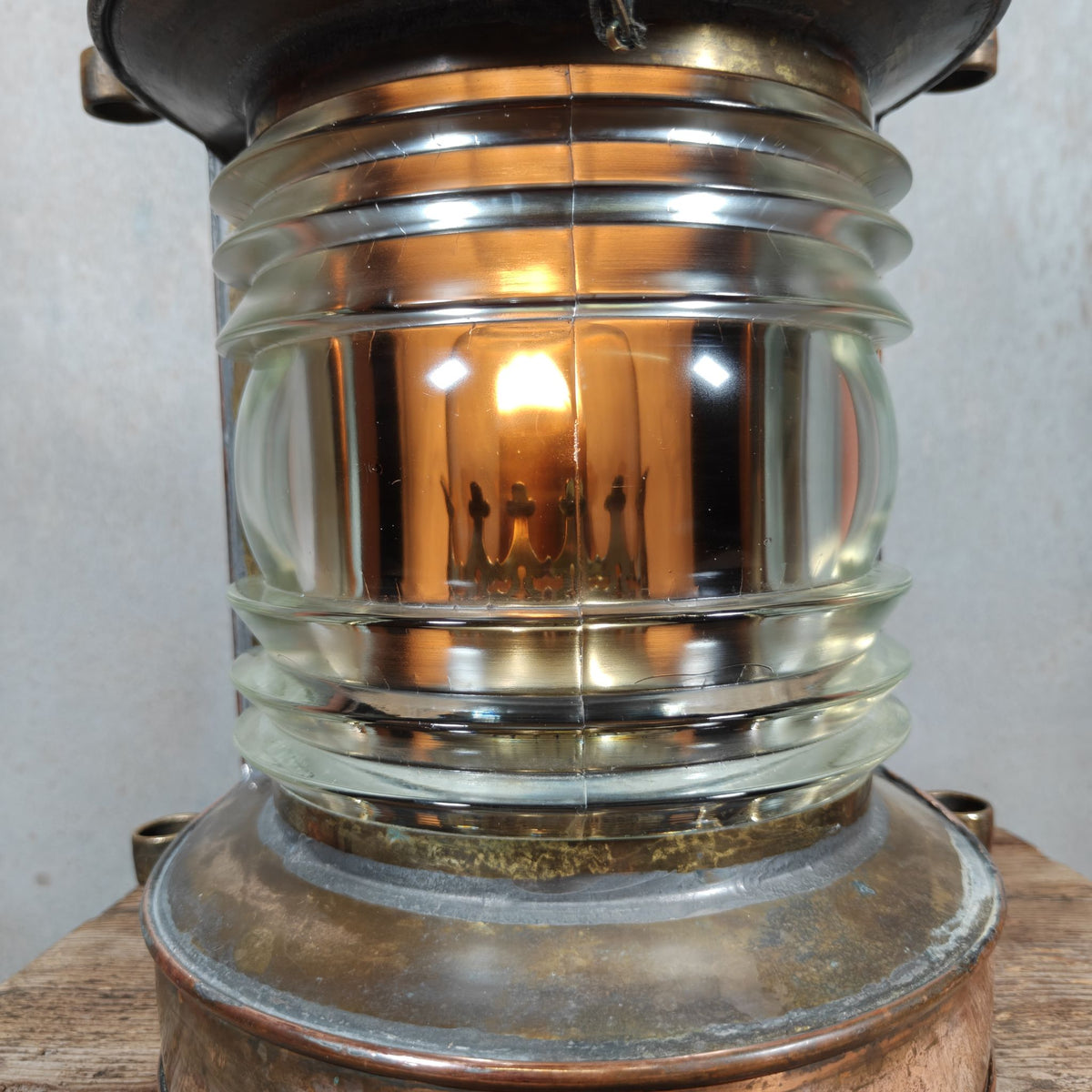 Fantastic Large Copper Ship's Lamp, Navigation Light, Masthead Light by the Belgian Maker Tavernier