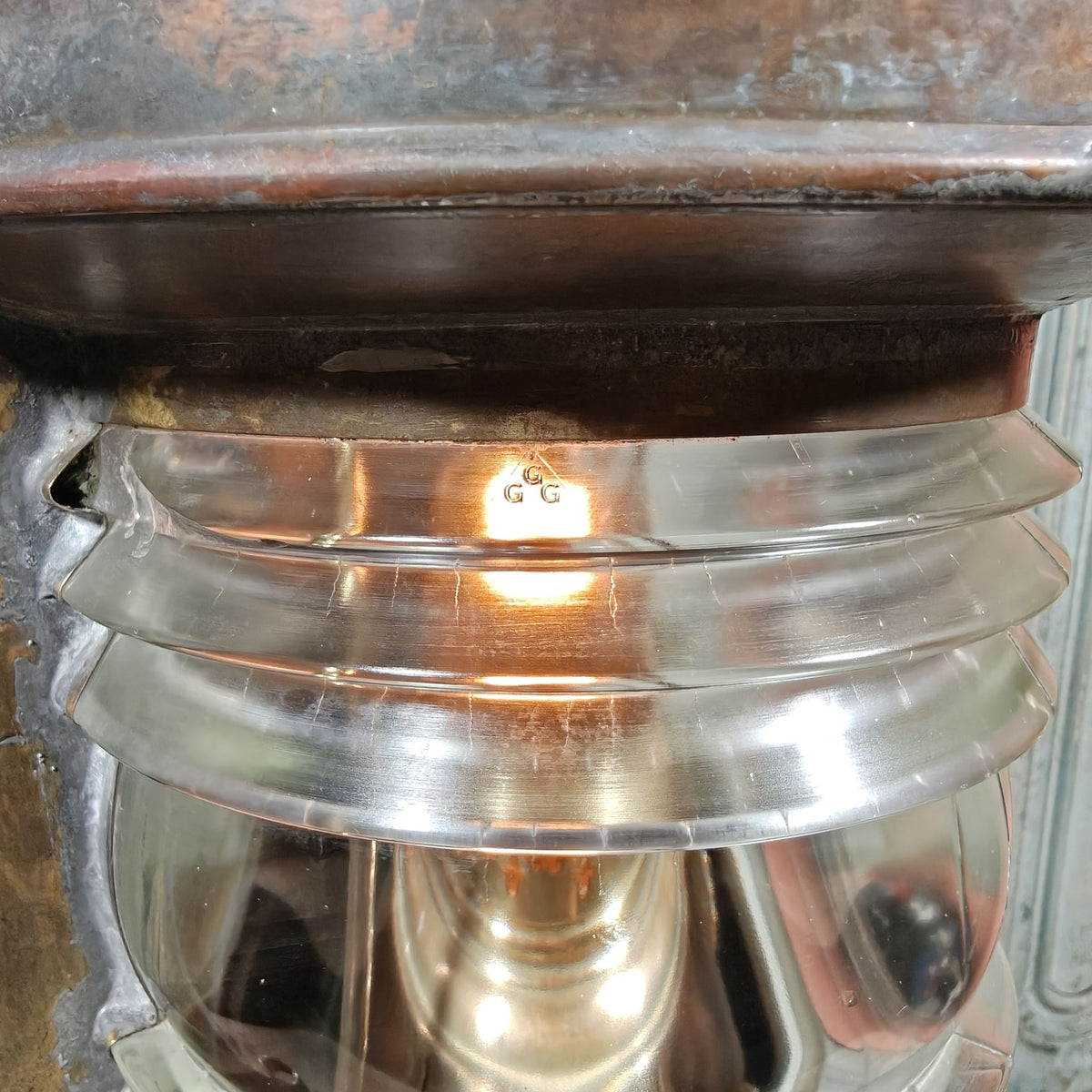 Fantastic Large Copper Ship's Lamp, Navigation Light, Masthead Light by the Belgian Maker Tavernier
