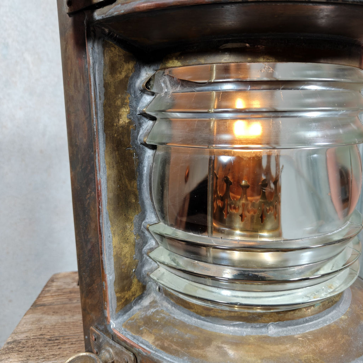 Fantastic Large Copper Ship's Lamp, Navigation Light, Masthead Light by the Belgian Maker Tavernier