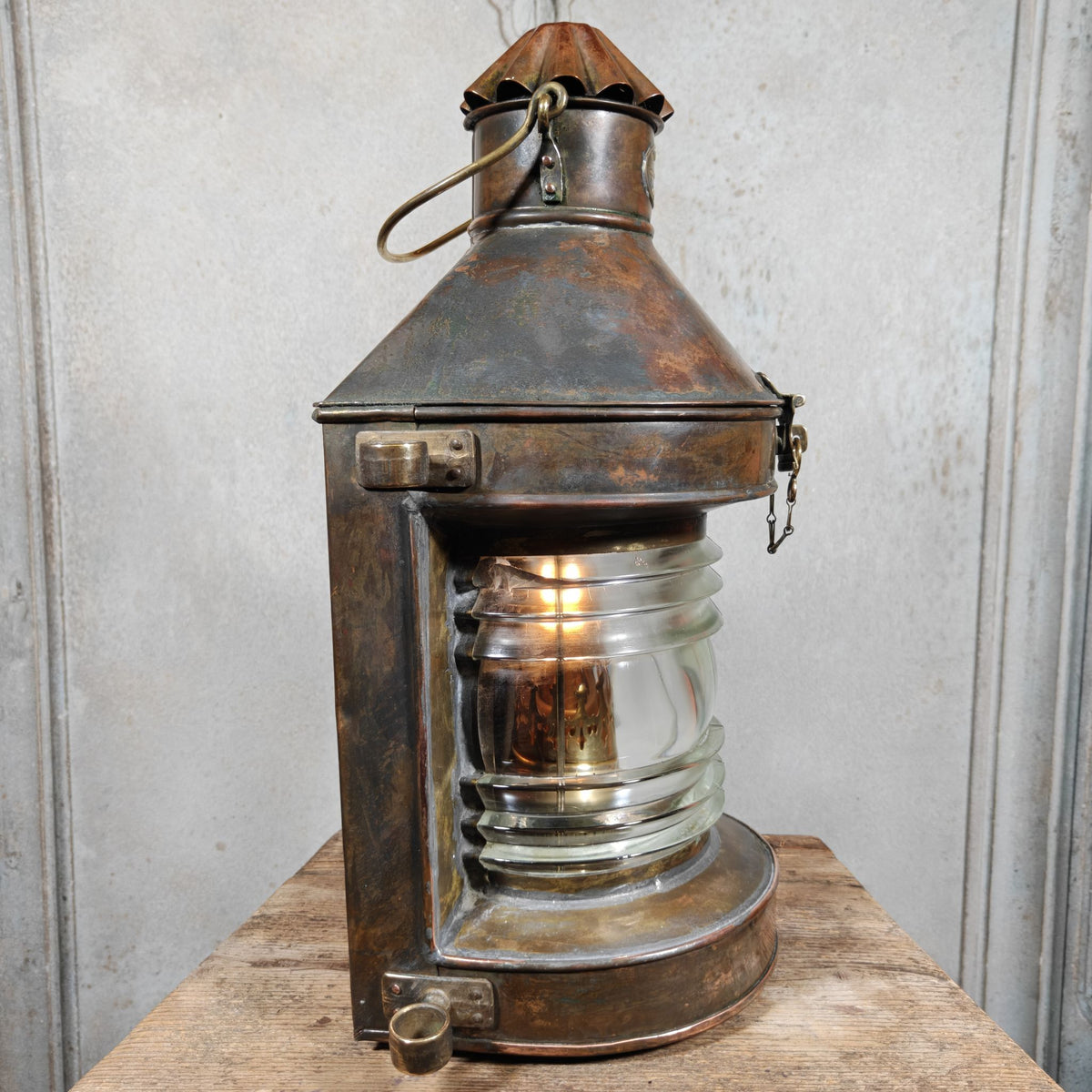 Fantastic Large Copper Ship's Lamp, Navigation Light, Masthead Light by the Belgian Maker Tavernier