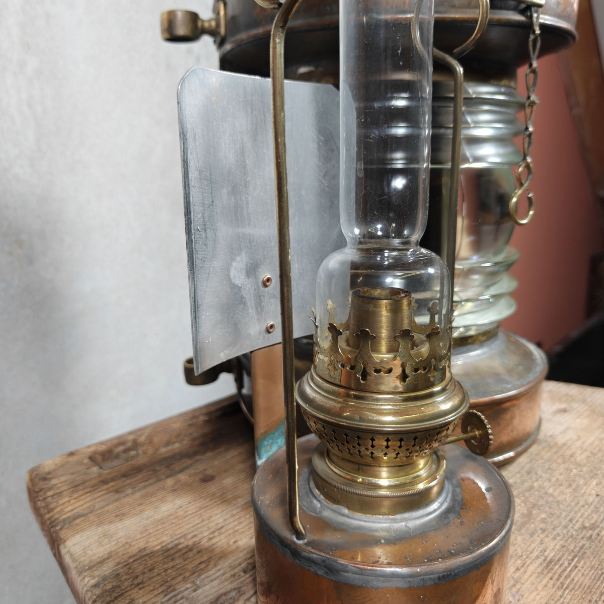 Fantastic Large Copper Ship's Lamp, Navigation Light, Masthead Light by the Belgian Maker Tavernier