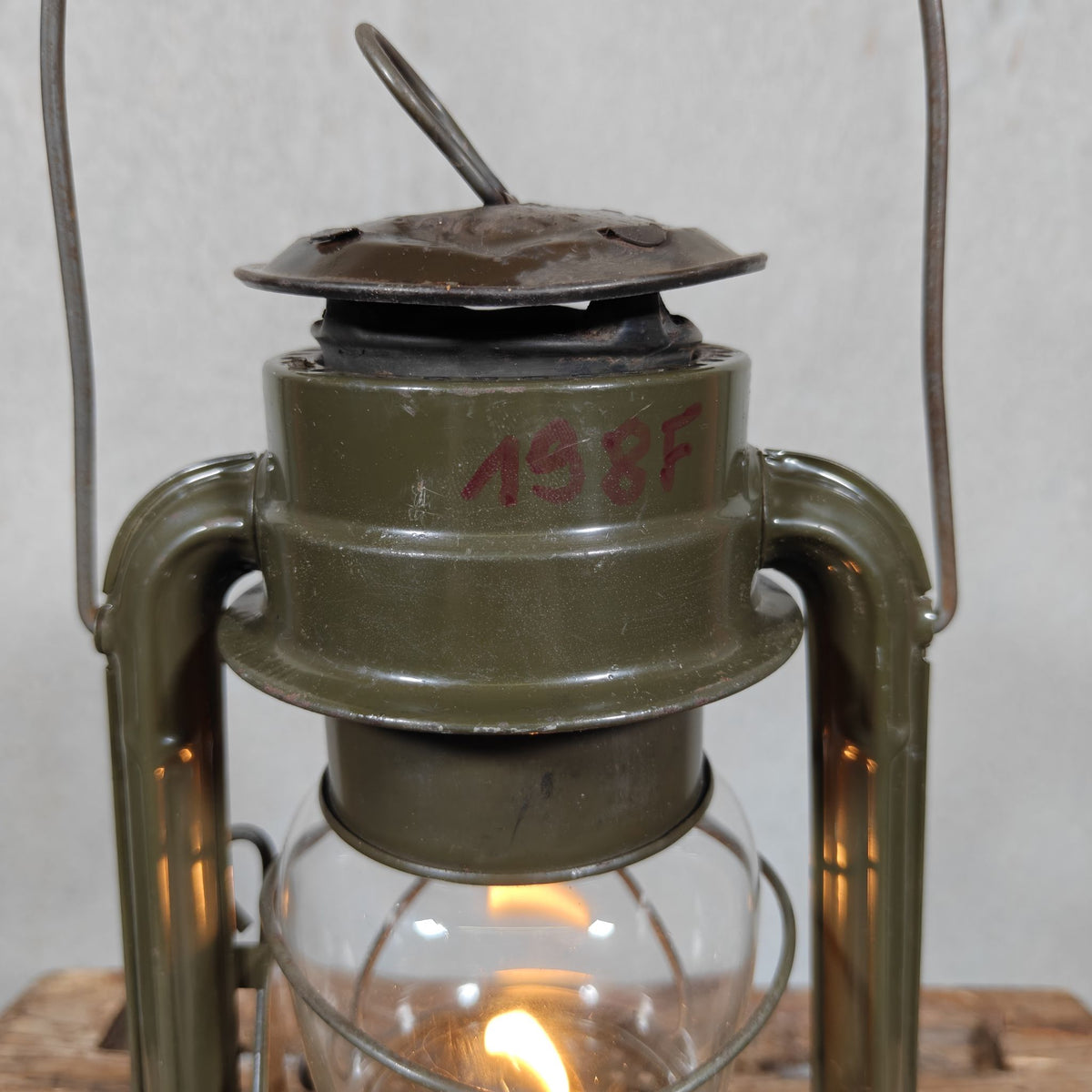 Chalwyn Tropic British Hurricane Lantern, Used by the Army, Original Paint, Marked MK2 and JA.12159