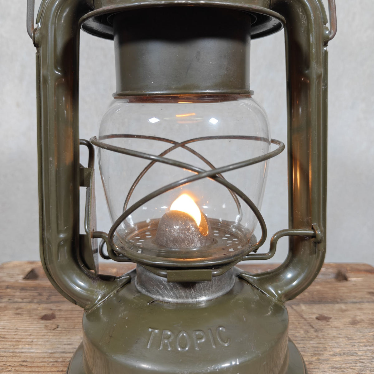 Chalwyn Tropic British Hurricane Lantern, Used by the Army, Original Paint, Marked MK2 and JA.12159