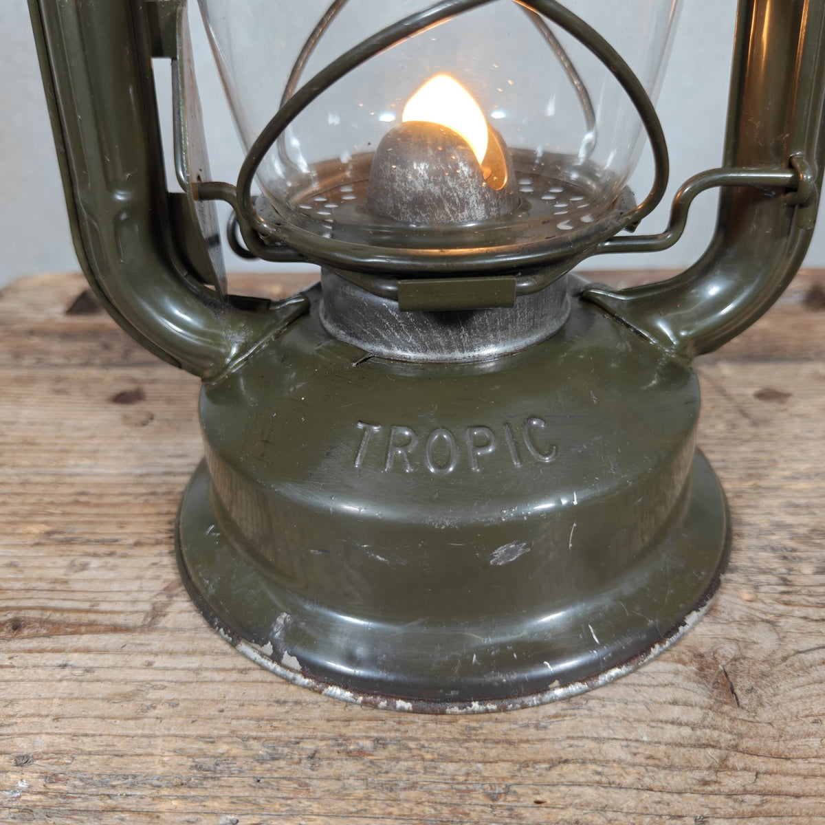 Chalwyn Tropic British Hurricane Lantern, Used by the Army, Original Paint, Marked MK2 and JA.12159