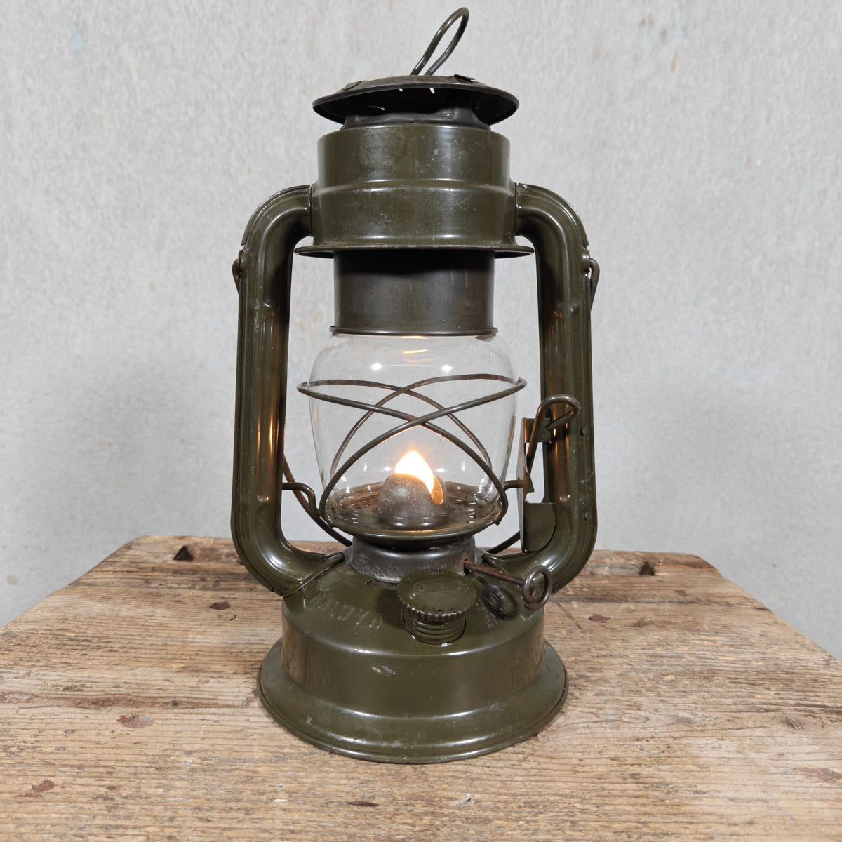 Chalwyn Tropic British Hurricane Lantern, Used by the Army, Original Paint, Marked MK2 and JA.12159