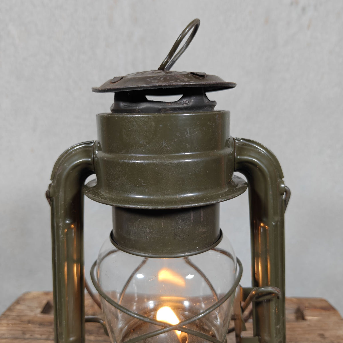 Chalwyn Tropic British Hurricane Lantern, Used by the Army, Original Paint, Marked MK2 and JA.12159