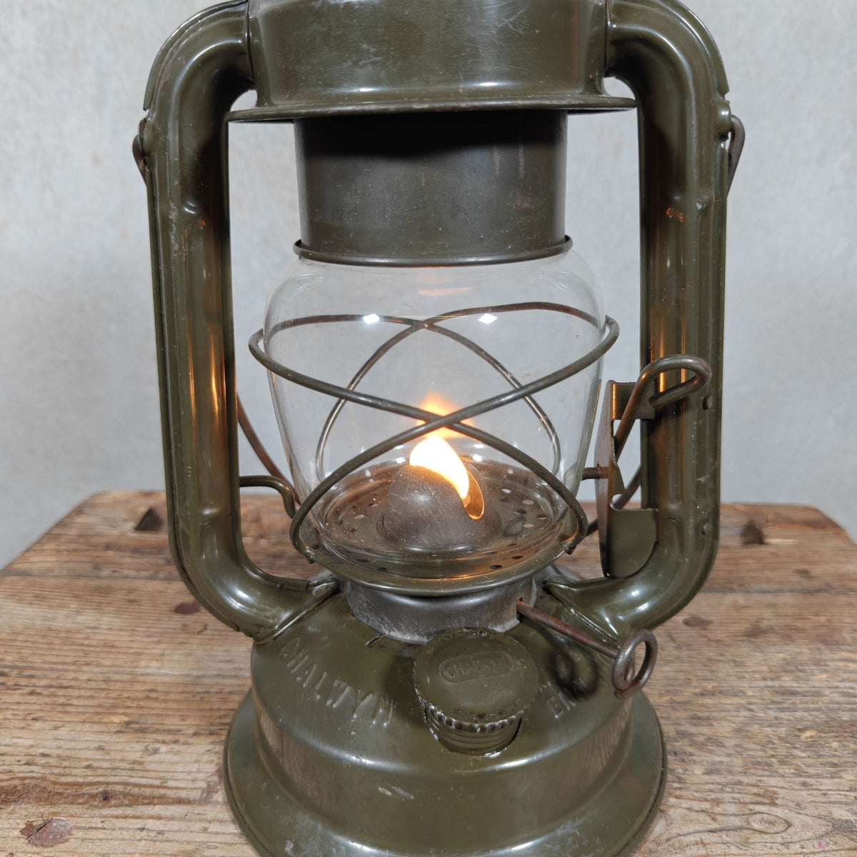 Chalwyn Tropic British Hurricane Lantern, Used by the Army, Original Paint, Marked MK2 and JA.12159
