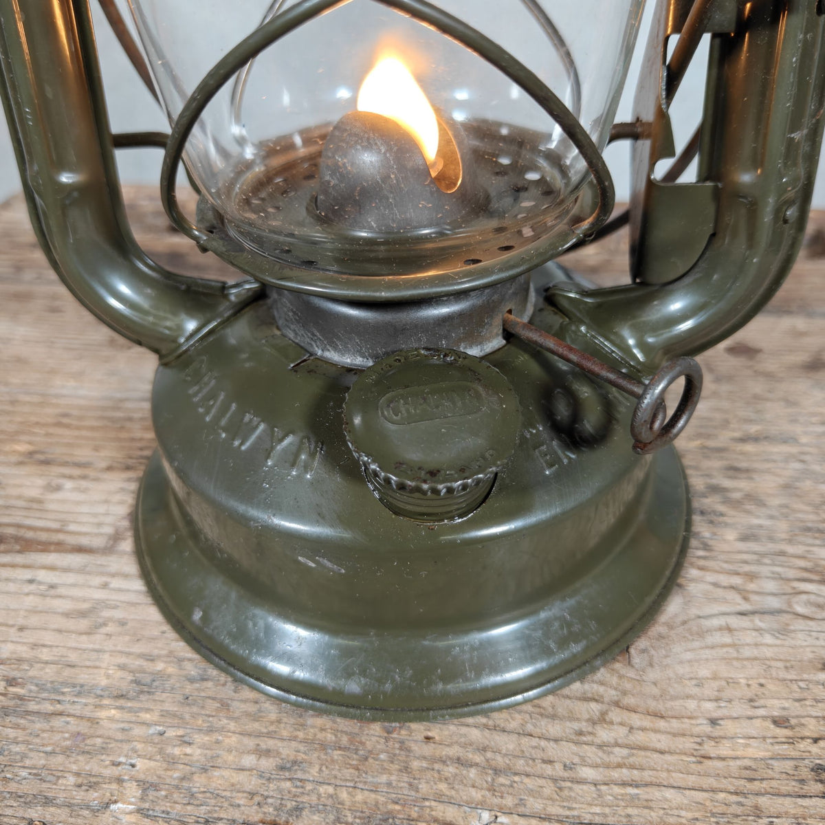 Chalwyn Tropic British Hurricane Lantern, Used by the Army, Original Paint, Marked MK2 and JA.12159