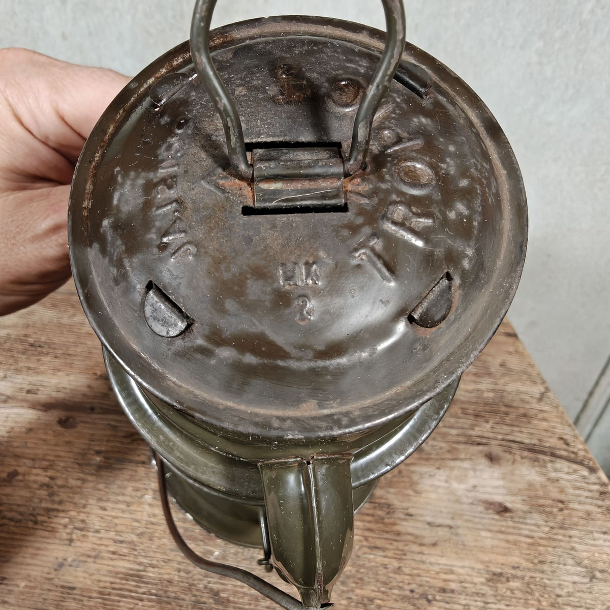 Chalwyn Tropic British Hurricane Lantern, Used by the Army, Original Paint, Marked MK2 and JA.12159