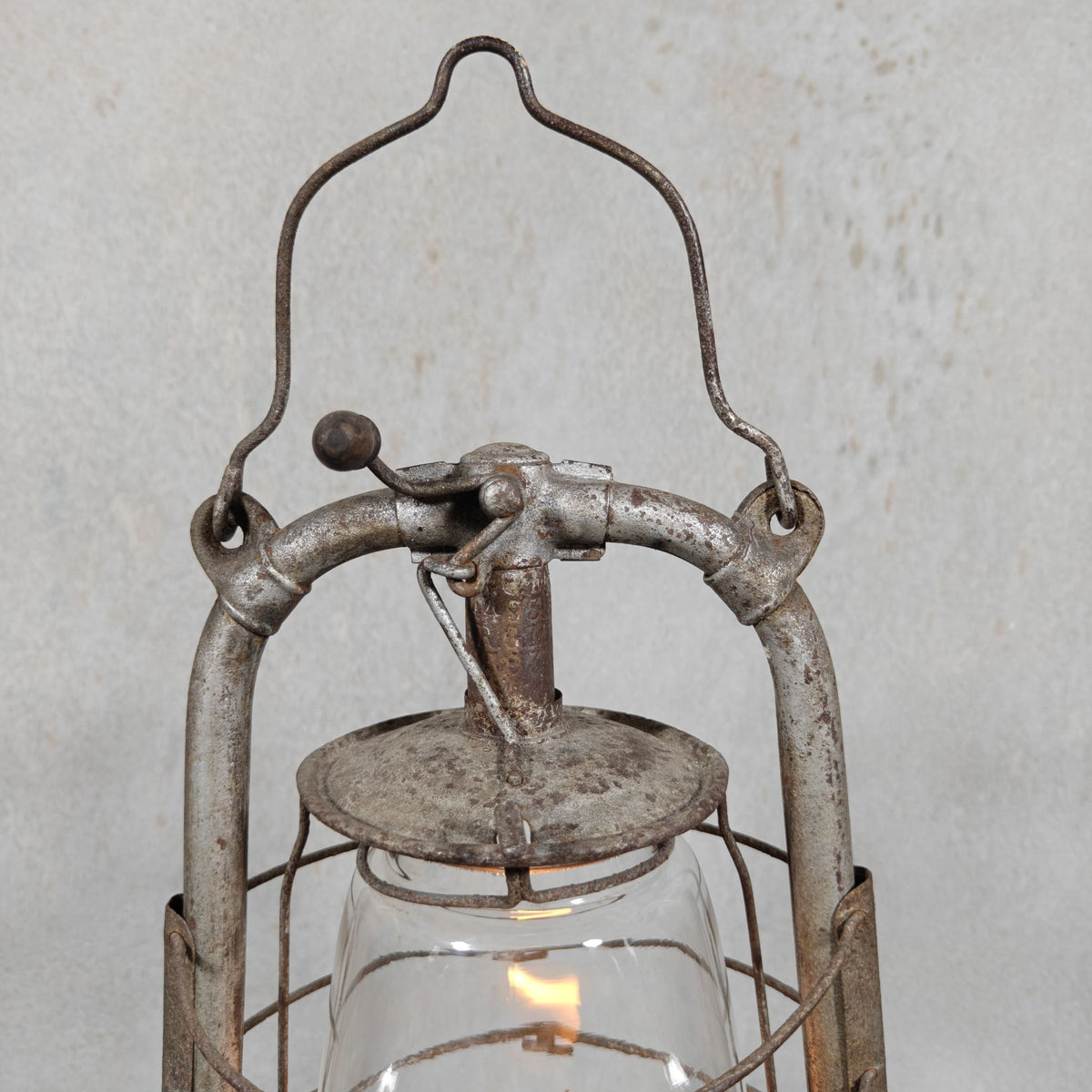 Very Special Hurricane Lantern, Probably by Nier, circa 1913–1918, with Winged Ship Plate, in Working Condition