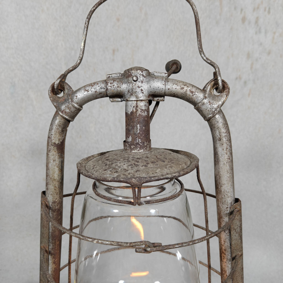 Very Special Hurricane Lantern, Probably by Nier, circa 1913–1918, with Winged Ship Plate, in Working Condition