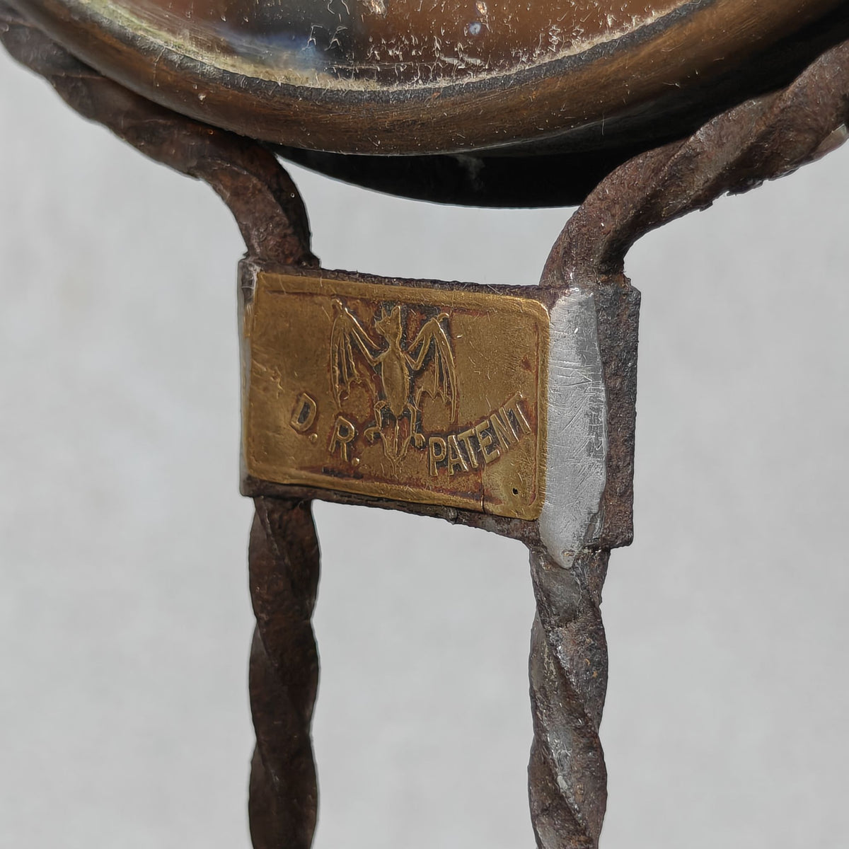 Antique Fr. Stübgen & Co Kitchen Lamp – German Wall Oil Lamp with Bat Logo and Mirror Reflector, c. 1900–1920