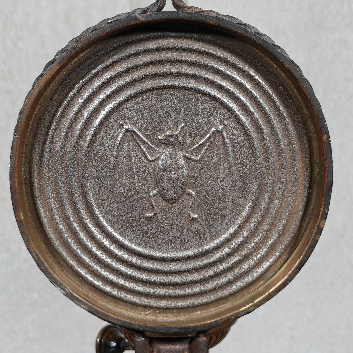 Antique Fr. Stübgen & Co Kitchen Lamp – German Wall Oil Lamp with Bat Logo and Mirror Reflector, c. 1900–1920