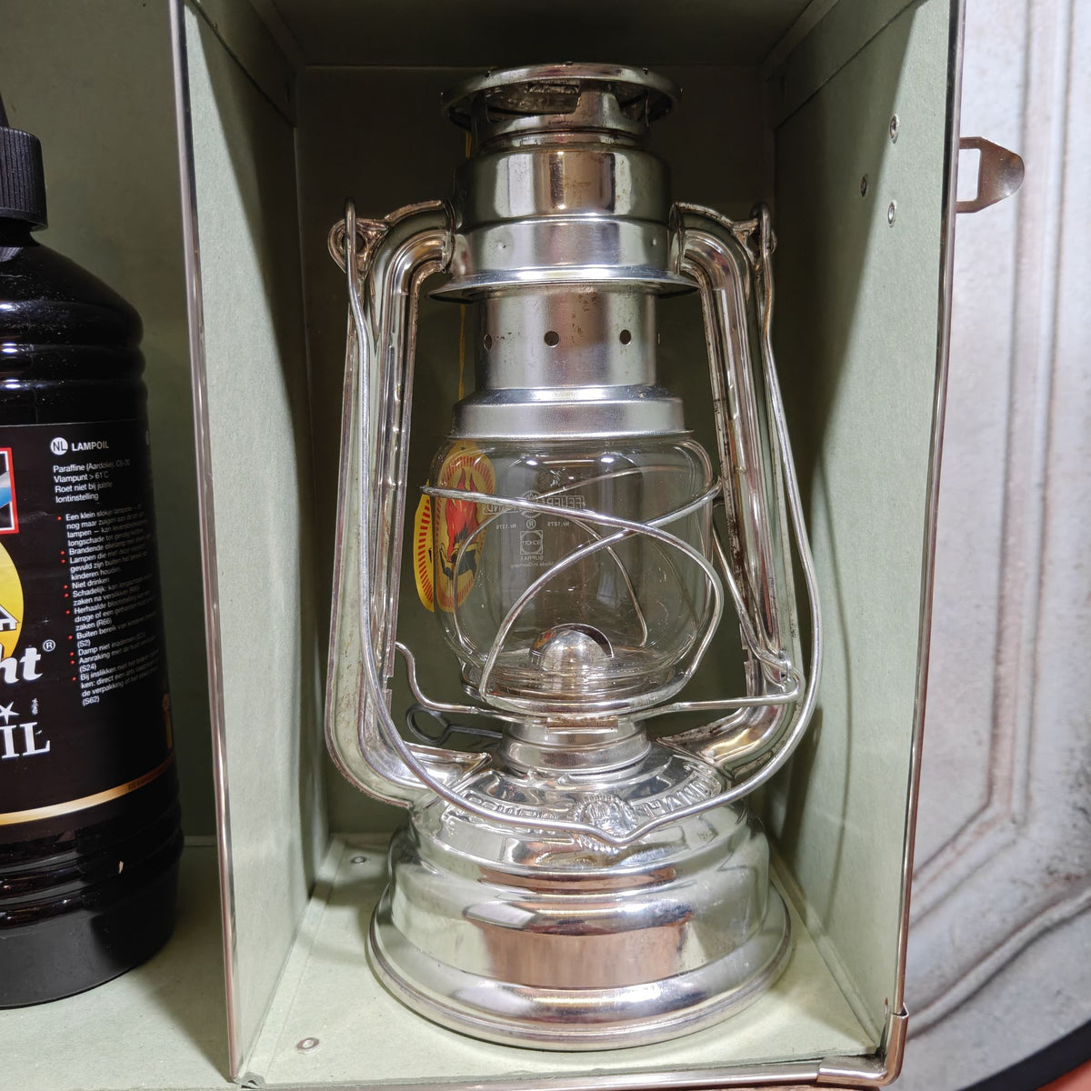 Vintage Manufactum Feuerhand 276 Baby Special Set in Case – NOS Hurricane Lantern with Spare Glass and Parts