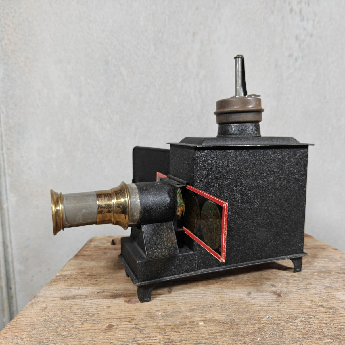Fantastic Complete Electric Magic Lantern, Original, Including Fairy Tale Slides by Johann Falk – Most Likely 1930-1950