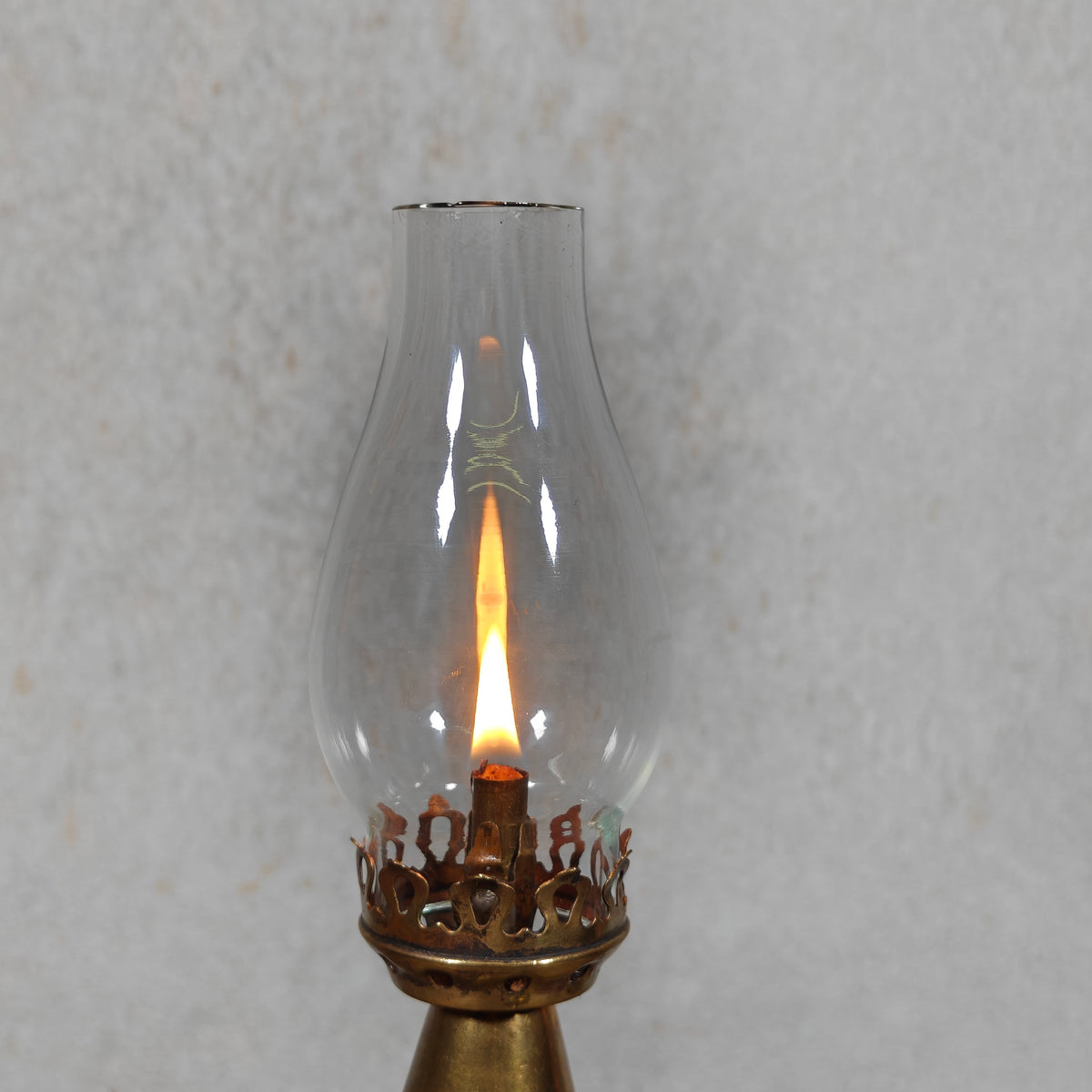 Fantastic Small Trench Art Oil Lamp Made from an Ammunition Shell Casing – La Madelon – Beautifully Decorated, with Matching Glass