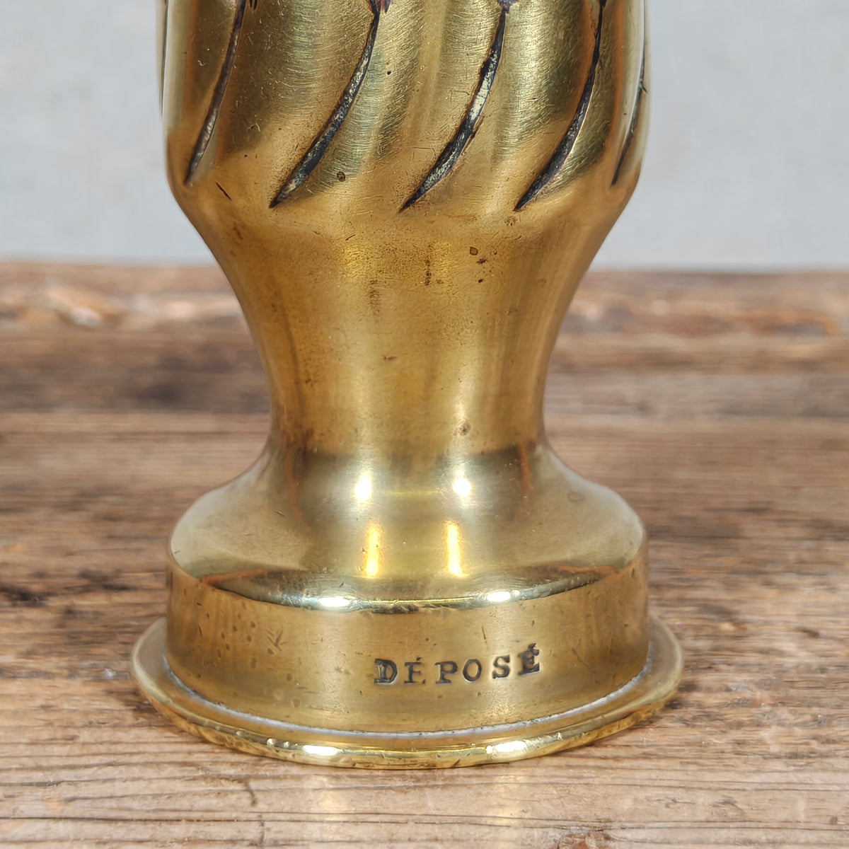 Fantastic Small Trench Art Oil Lamp Made from an Ammunition Shell Casing – La Madelon – Beautifully Decorated, with Matching Glass