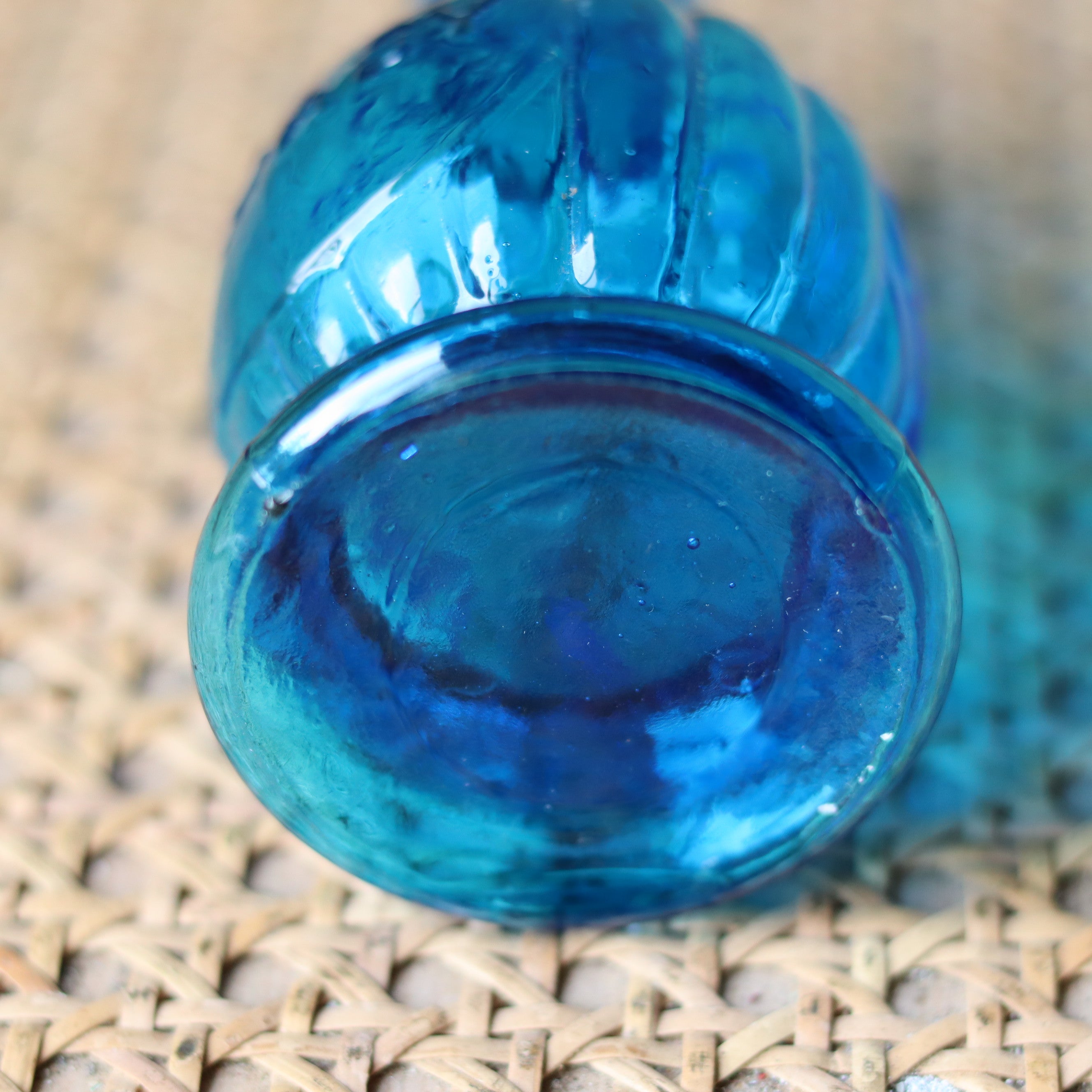 Rare Vintage French Oil Lamp – Blue Glass Bedside Nightlight (1930s–1950s)
