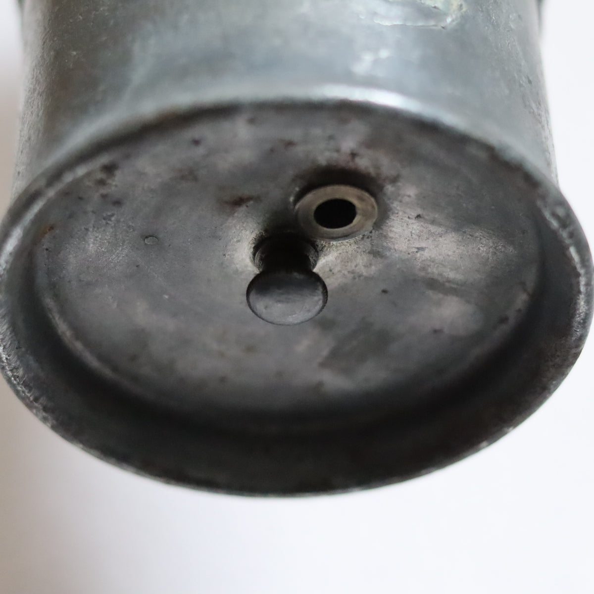 Close-up of the base showing details of the Rare Vintage Lamp – Mining Lamp or Engine Heater Lamp – Numbered 775 – Circa 1940s–1950s oil lamp.