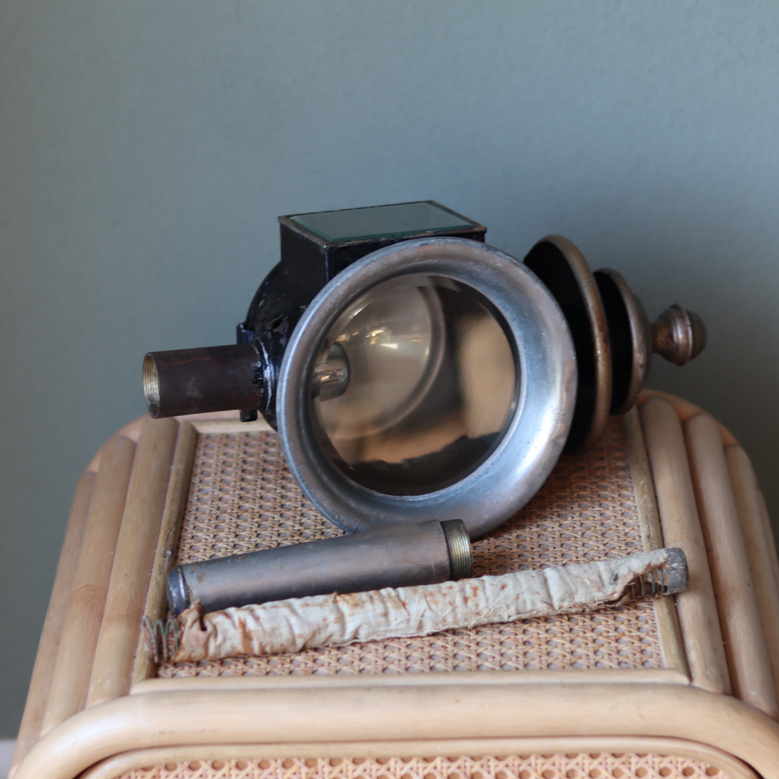 Antique Carriage Lantern – Large Candle Lamp with Glass Panels (Early 1900s)