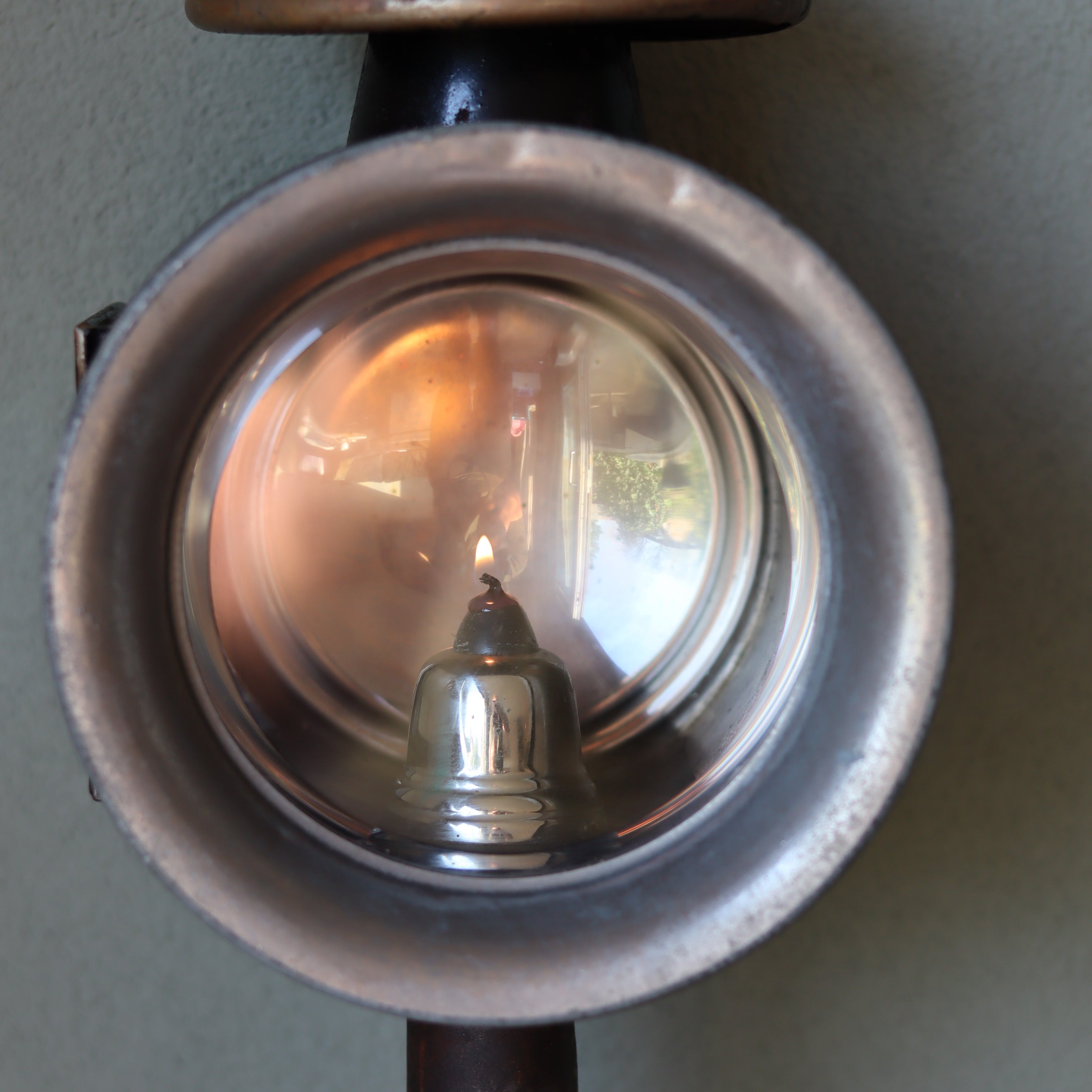 Antique Carriage Lantern – Large Candle Lamp with Glass Panels (Early 1900s)