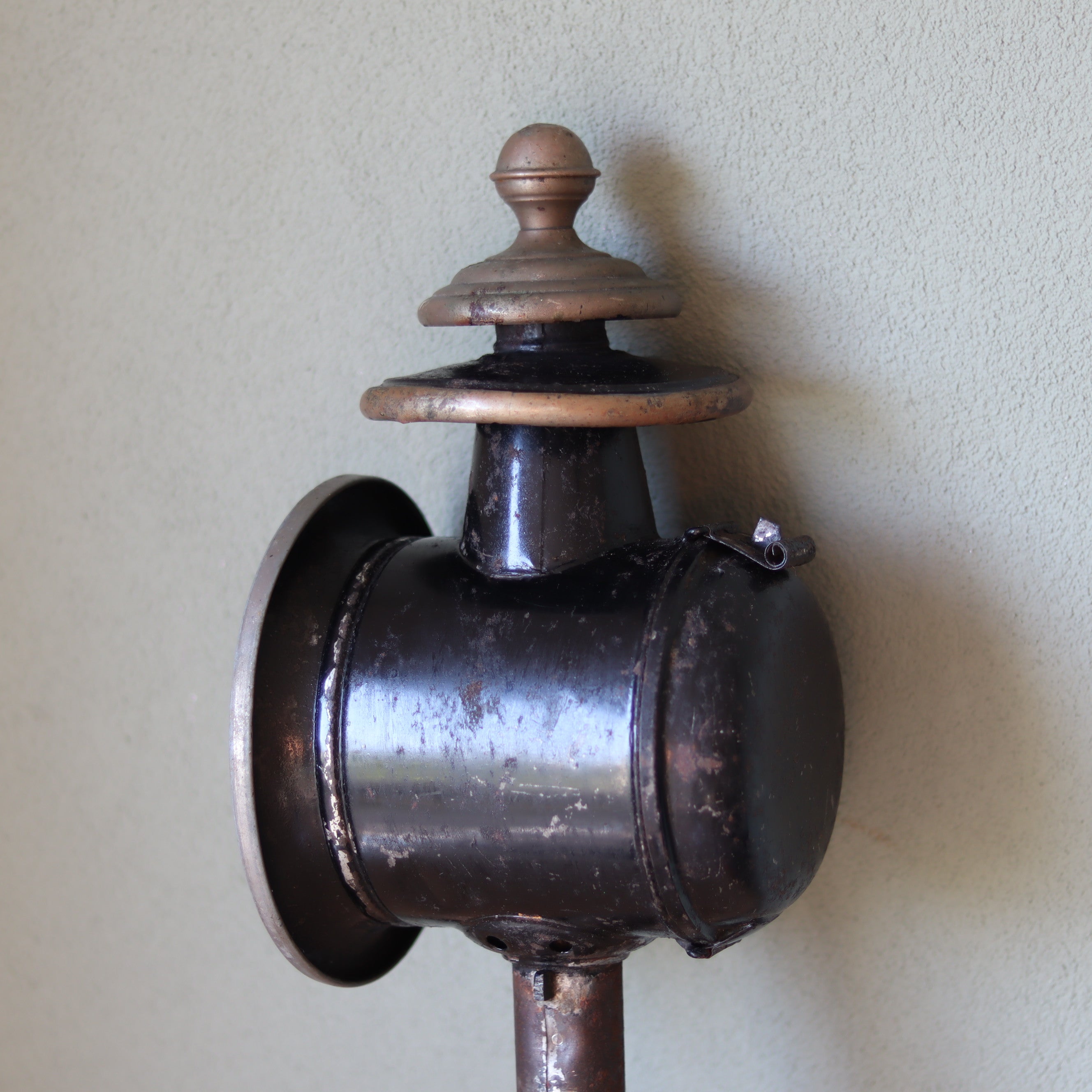 Antique Carriage Lantern – Large Candle Lamp with Glass Panels (Early 1900s)