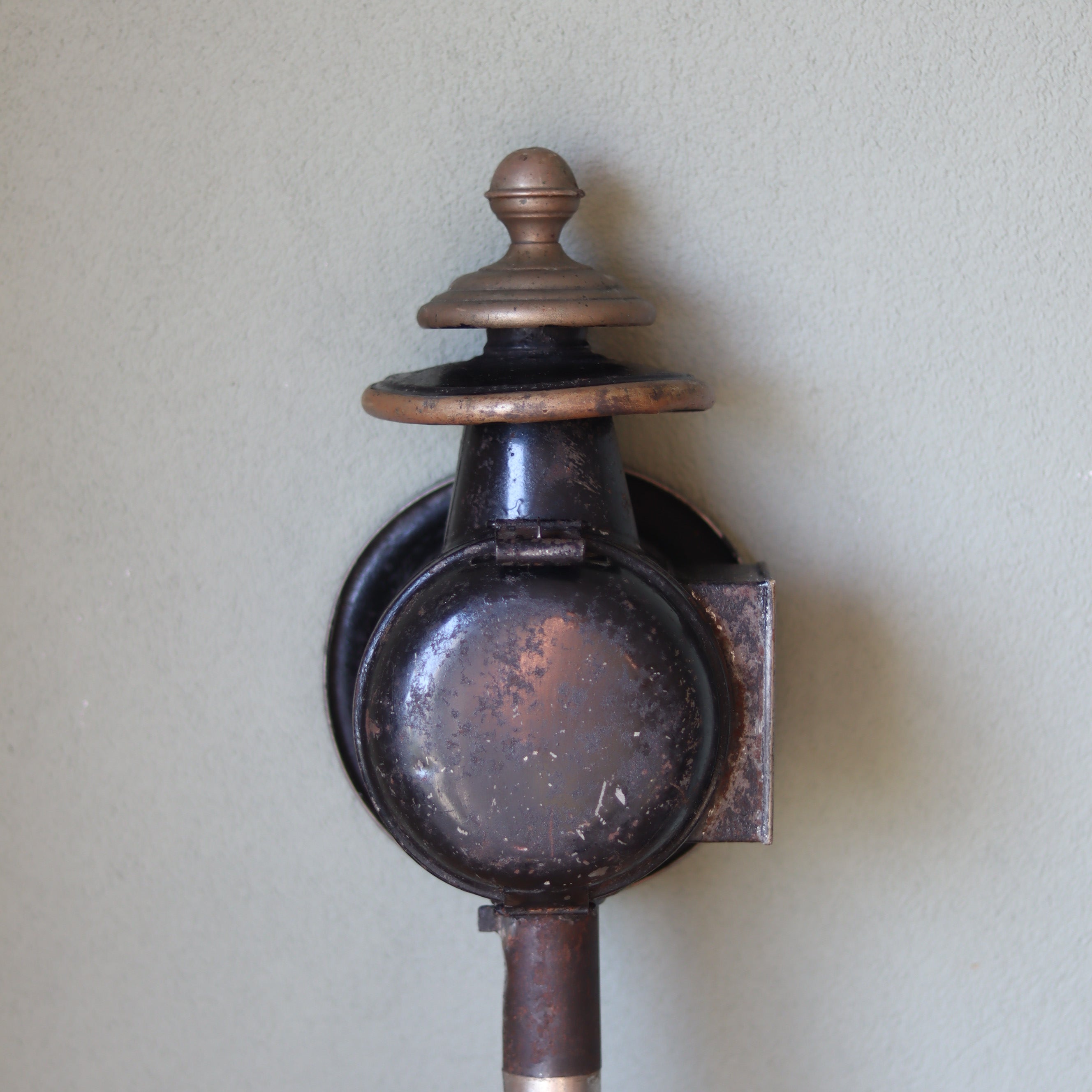 Antique Carriage Lantern – Large Candle Lamp with Glass Panels (Early 1900s)