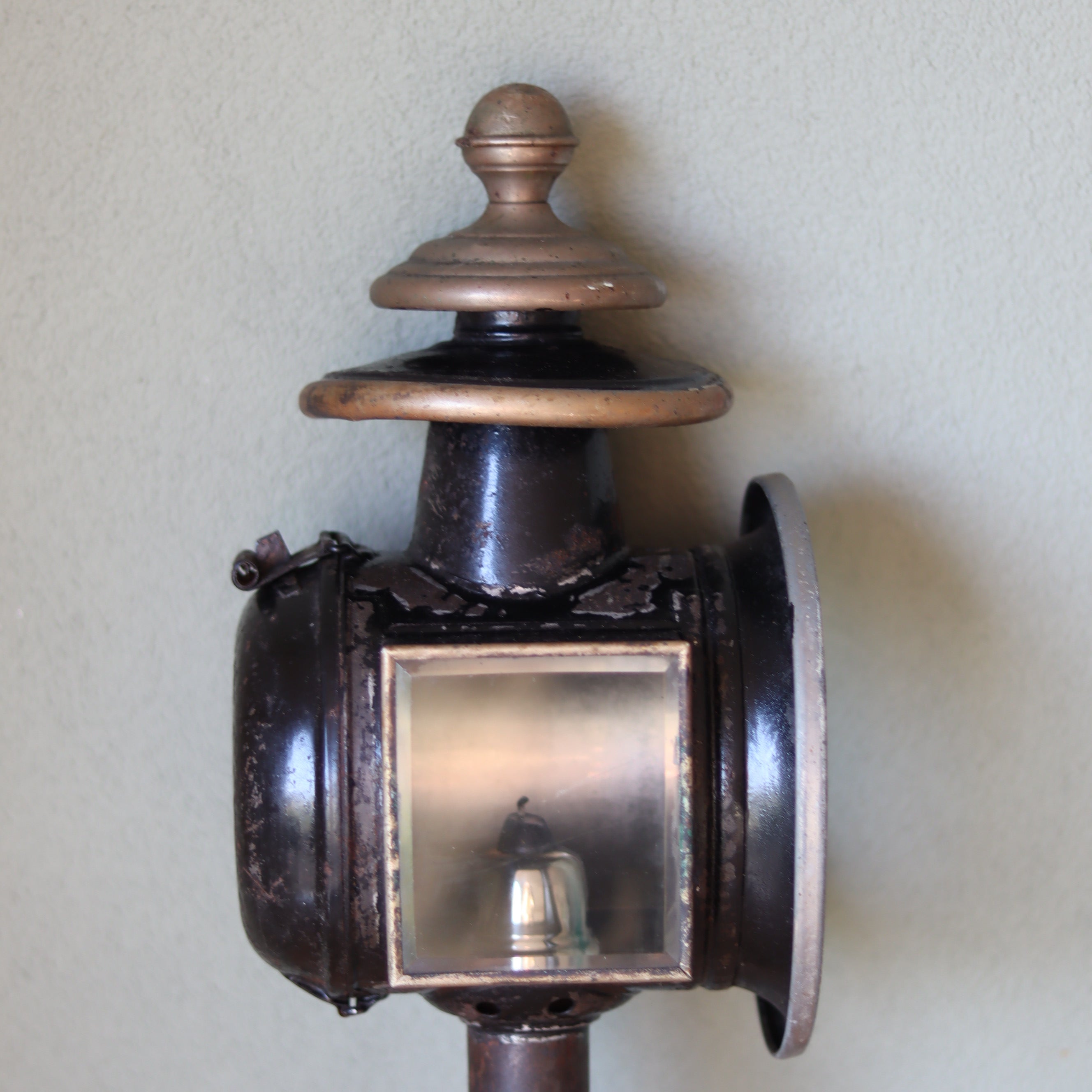 Antique Carriage Lantern – Large Candle Lamp with Glass Panels (Early 1900s)