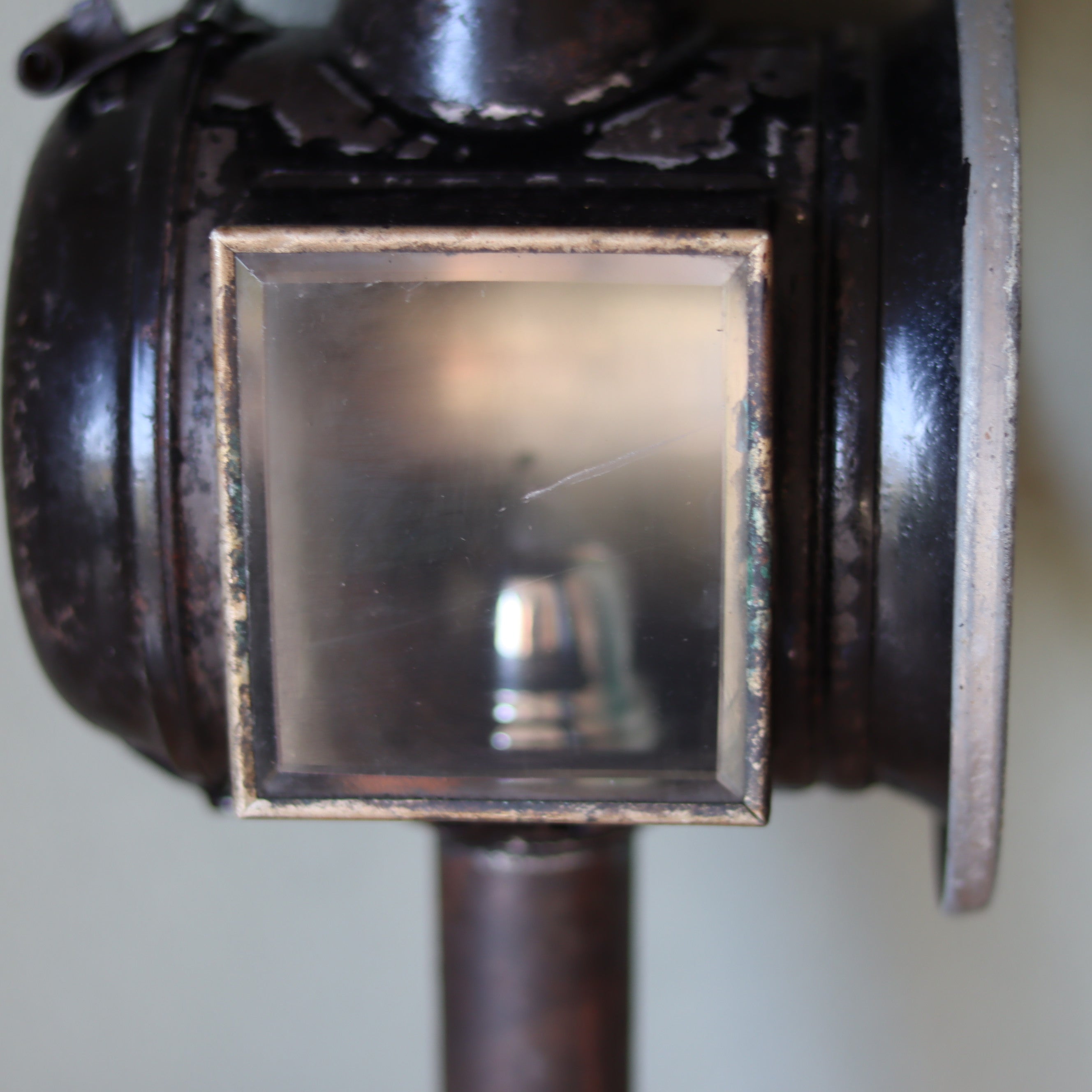 Antique Carriage Lantern – Large Candle Lamp with Glass Panels (Early 1900s)