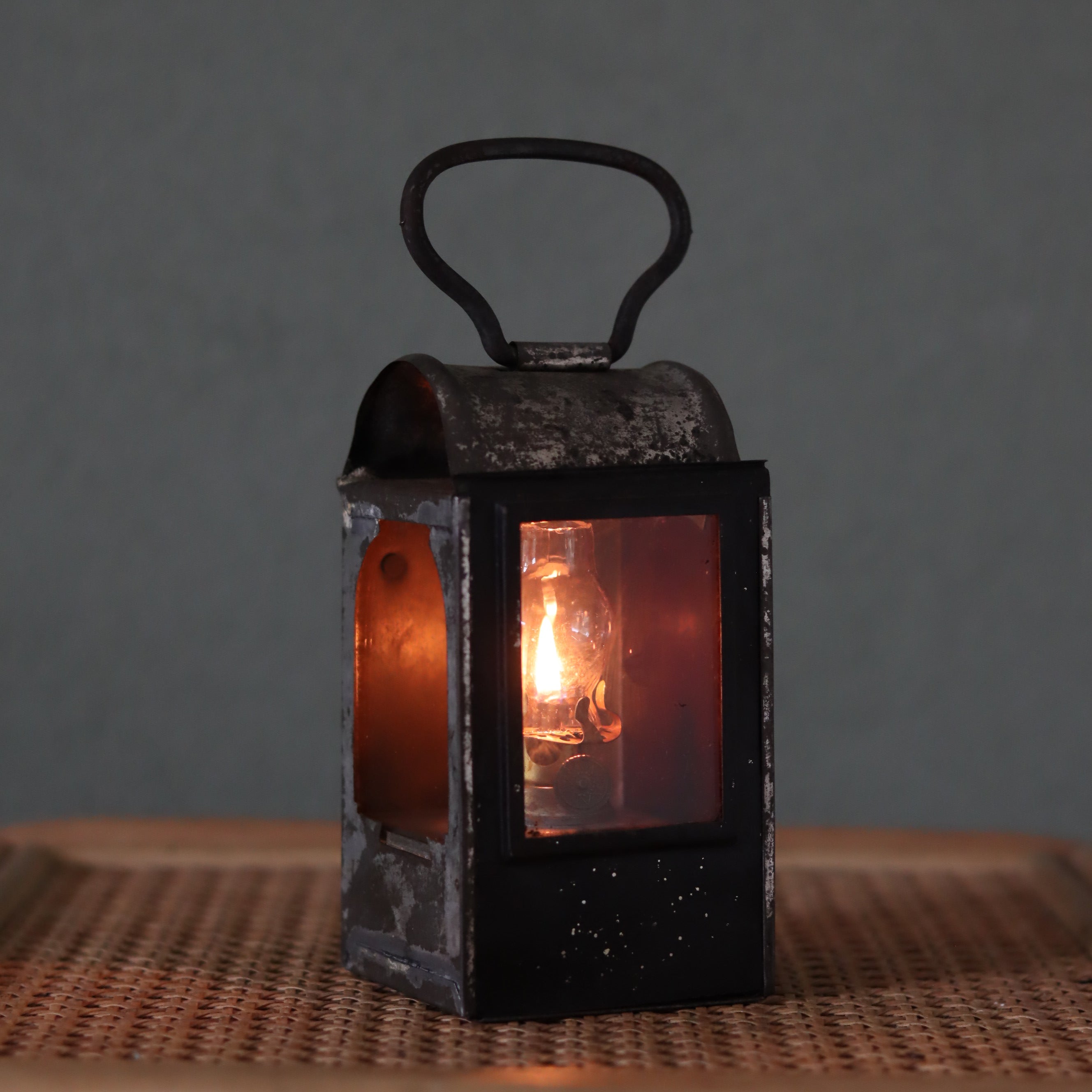 Rare Vintage Hand Lantern Oil Lamp – With Wall Bracket and Handle – Circa 1930